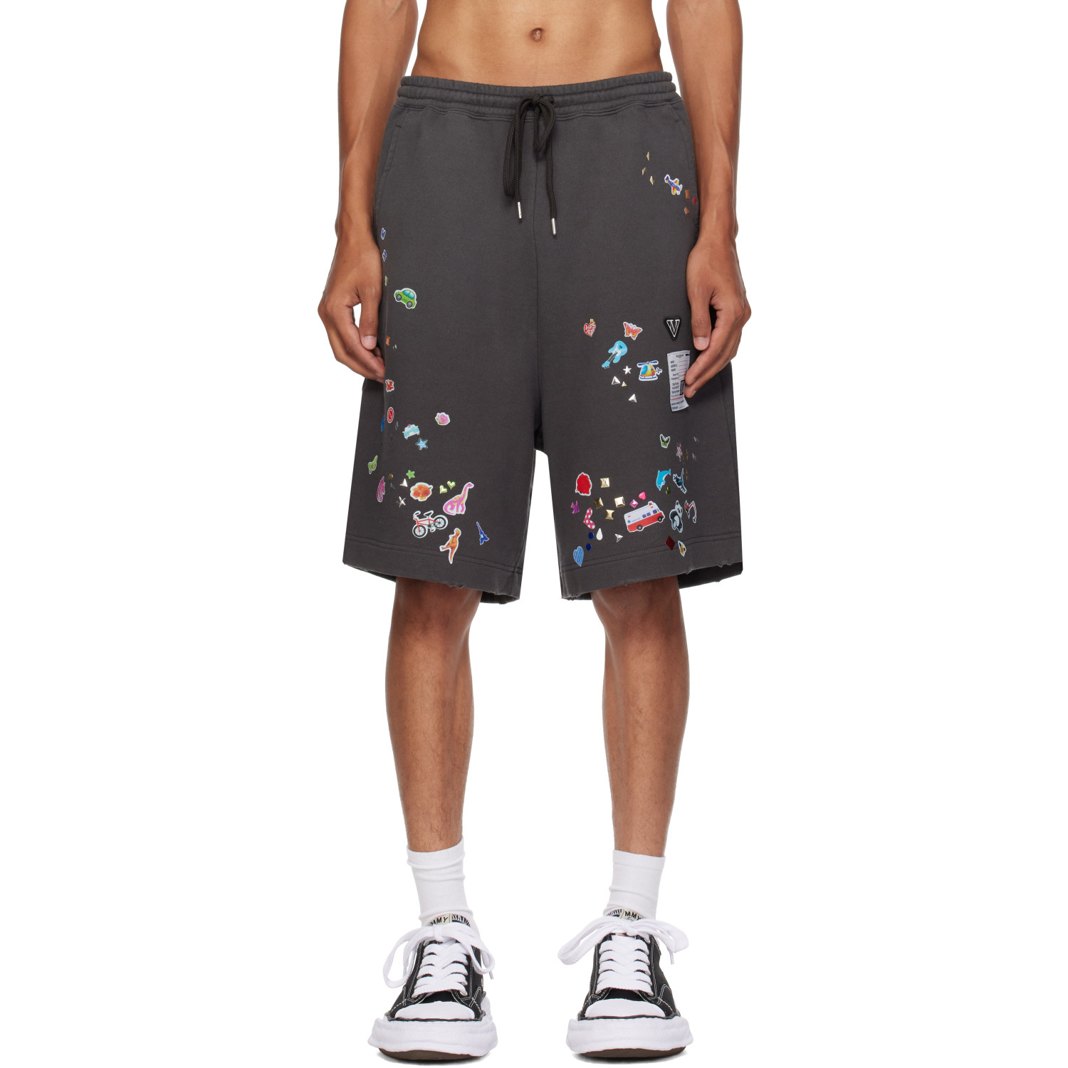 Maison MIHARA YASUHIRO Gray Kids Sticker Printed Sweat Shorts