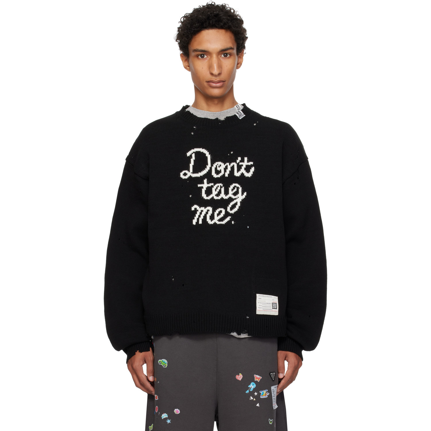 Maison MIHARA YASUHIRO Black 'Don't Tag Me' Jacquard Knit Sweater