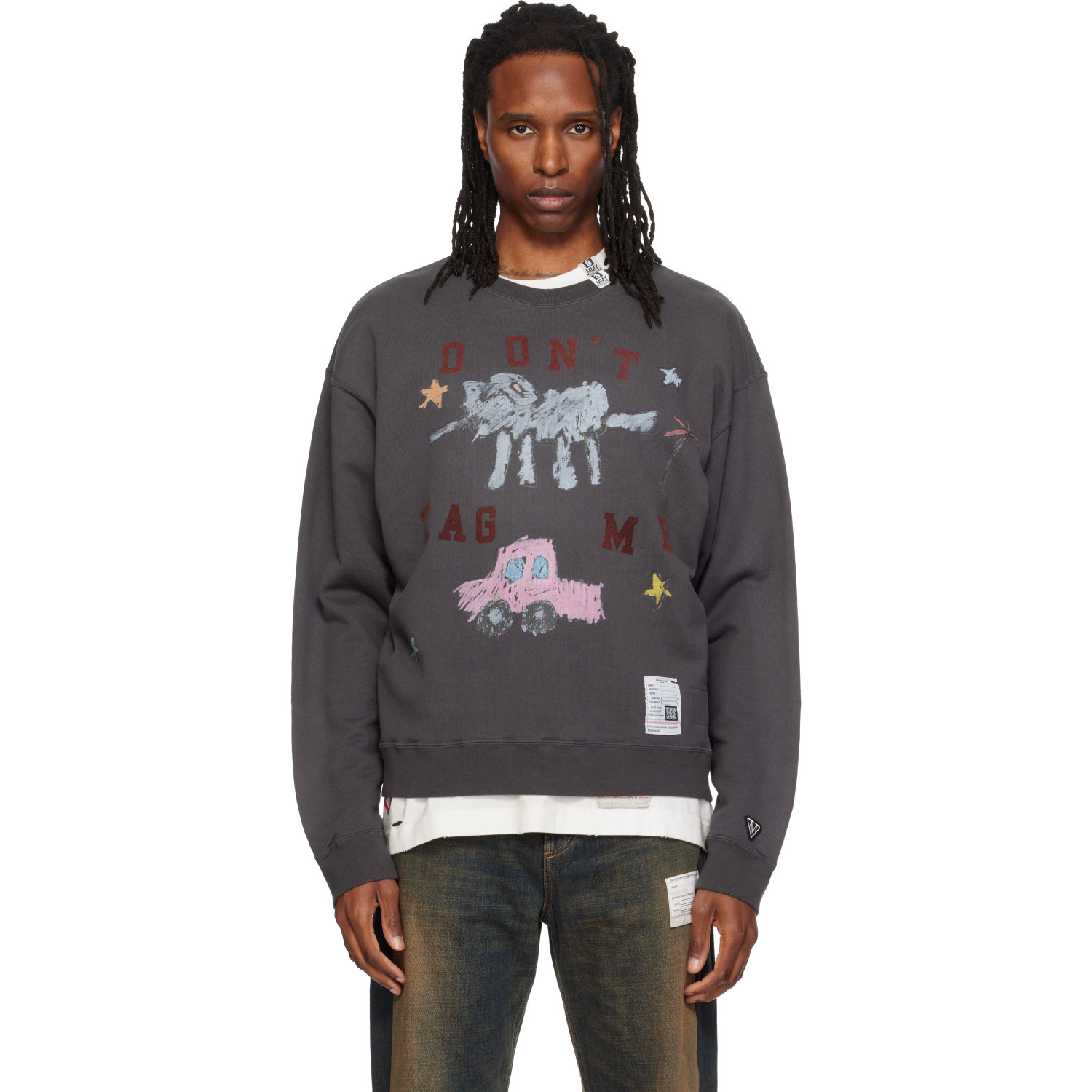 Maison MIHARA YASUHIRO Black Printed 'Kids Doodle' Sweatshirt