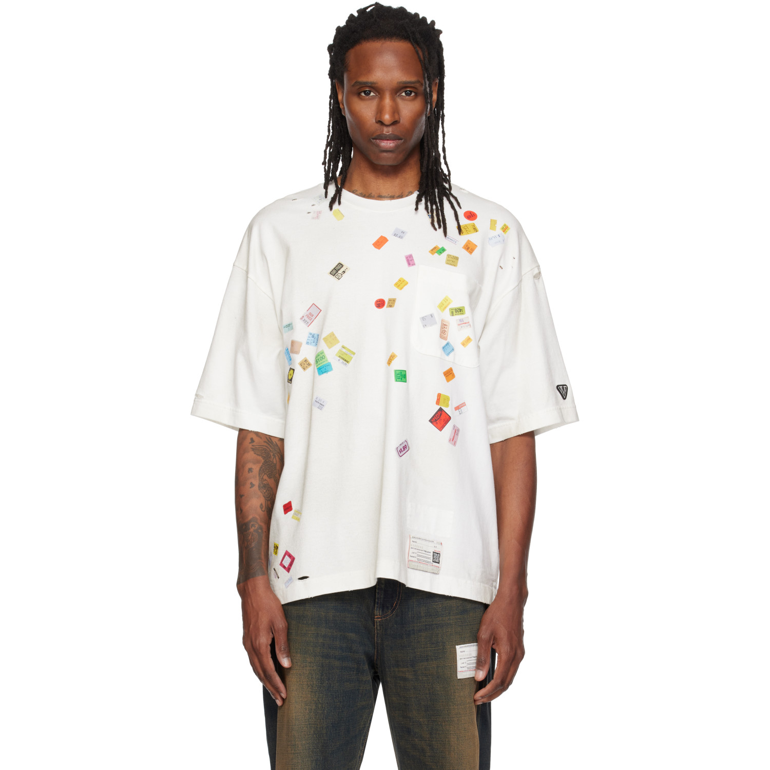 Maison MIHARA YASUHIRO White Price Tag Sticker Printed T-shirt