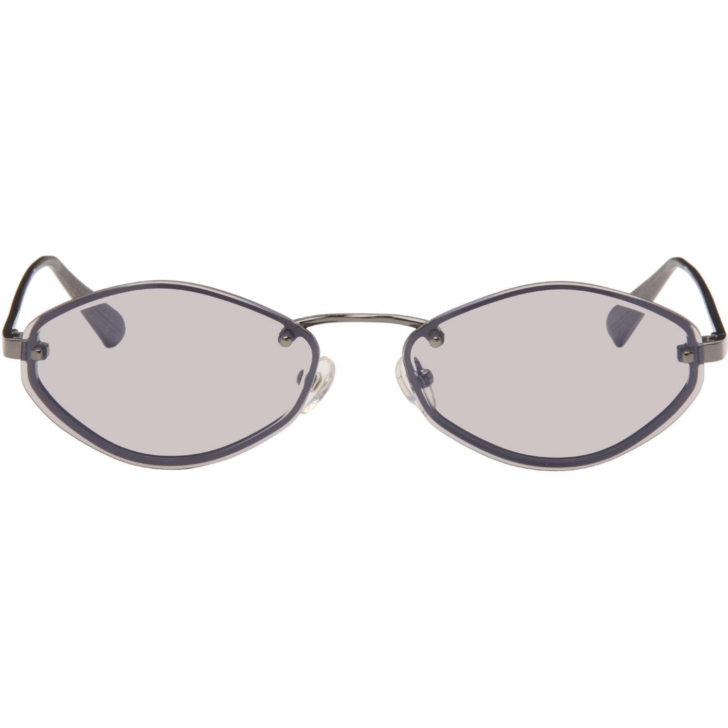 JACQUEMUS Gunmetal Linda Farrow Edition 'The Bellini' Sunglasses