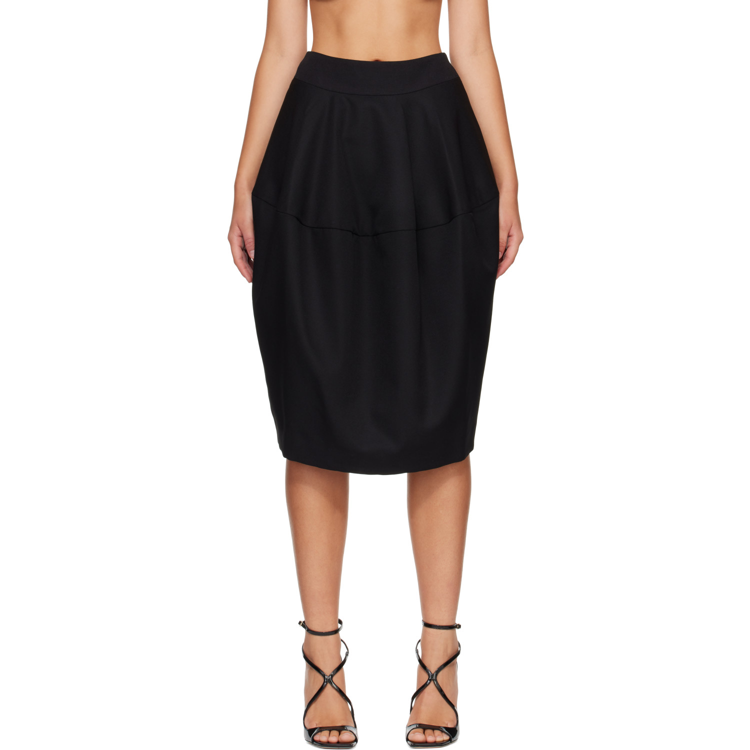 JACQUEMUS Black 'The Ovalo' Midi Skirt