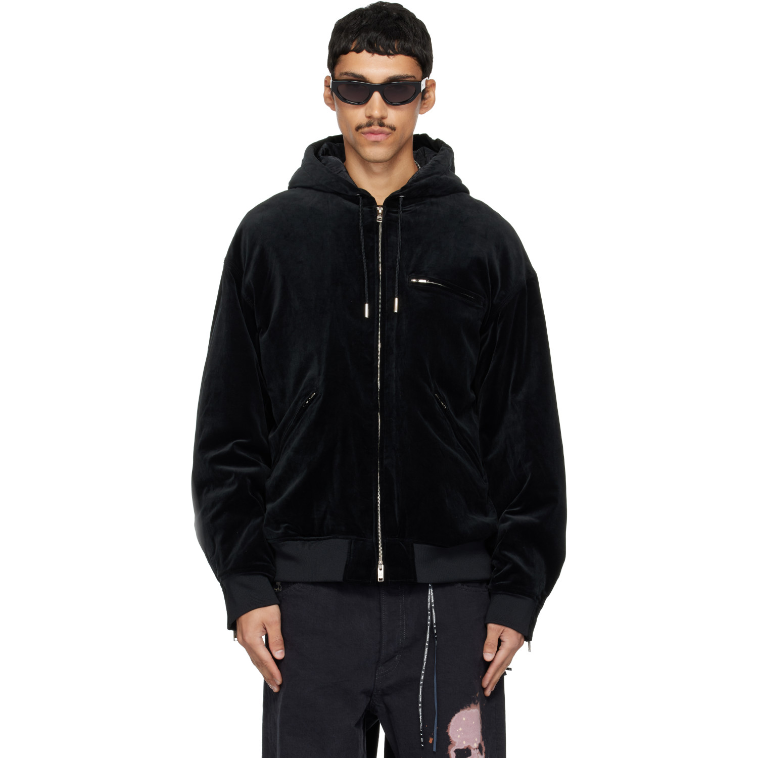 mastermind JAPAN Black MJ Velveteen Hooded Work Jacket