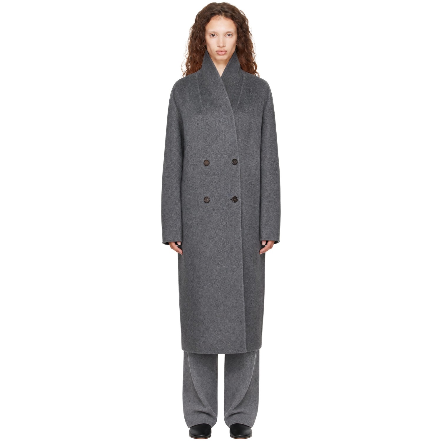 LISA YANG Gray Doublé Shawl Coat
