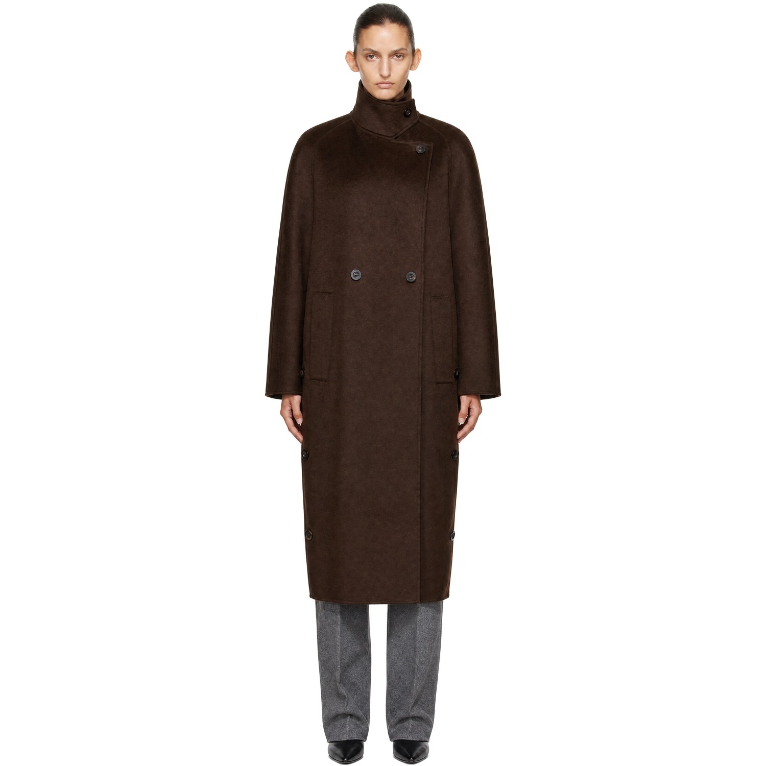 LISA YANG Brown Doublé Button Coat