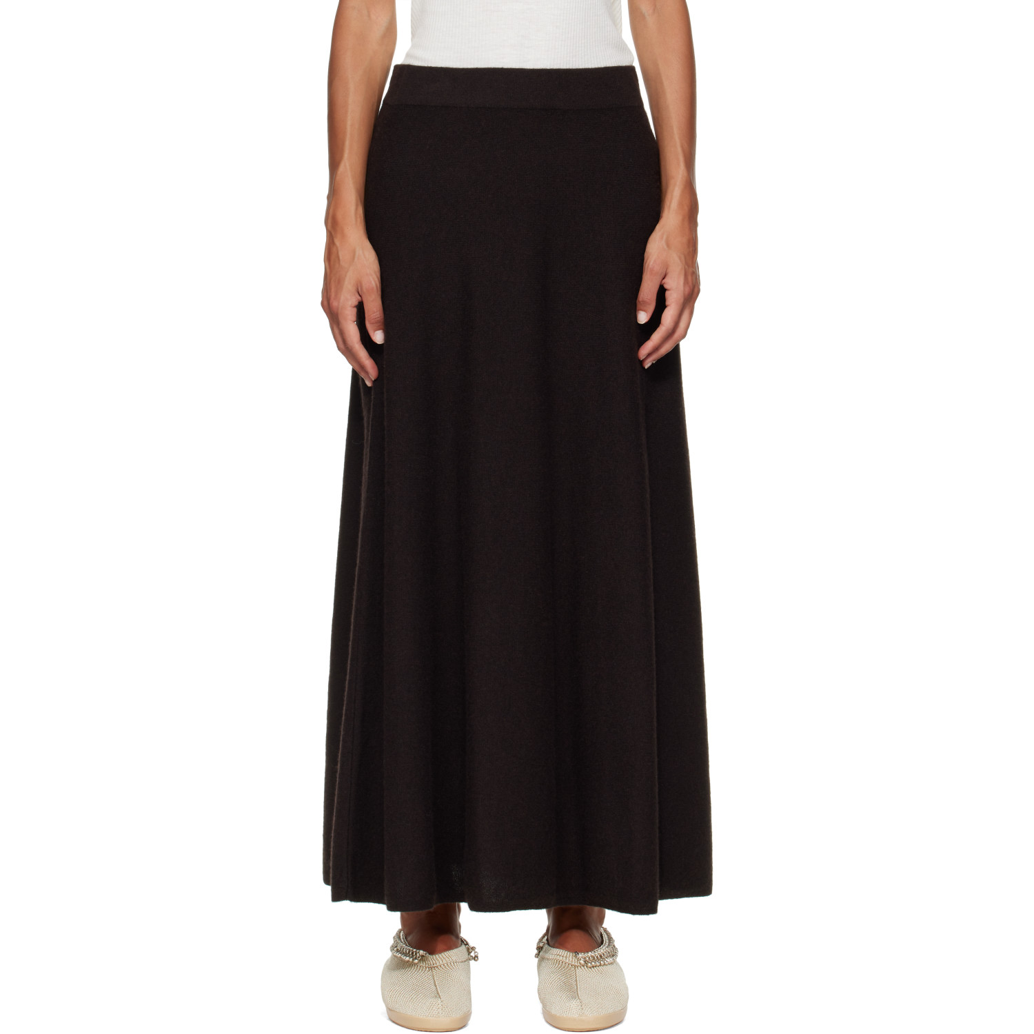 LISA YANG Brown Torie Midi Skirt