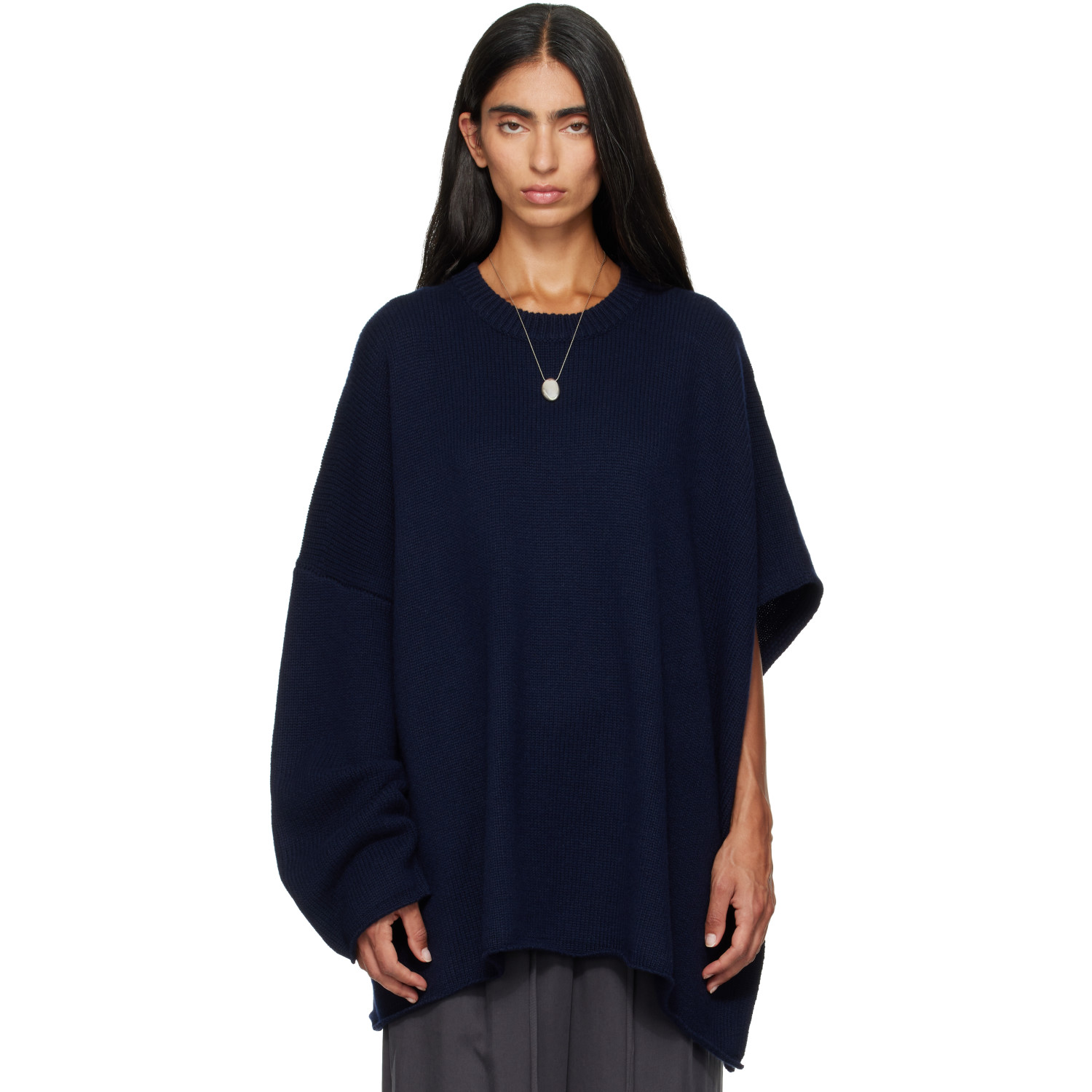 LISA YANG Navy Din Cape Sweater