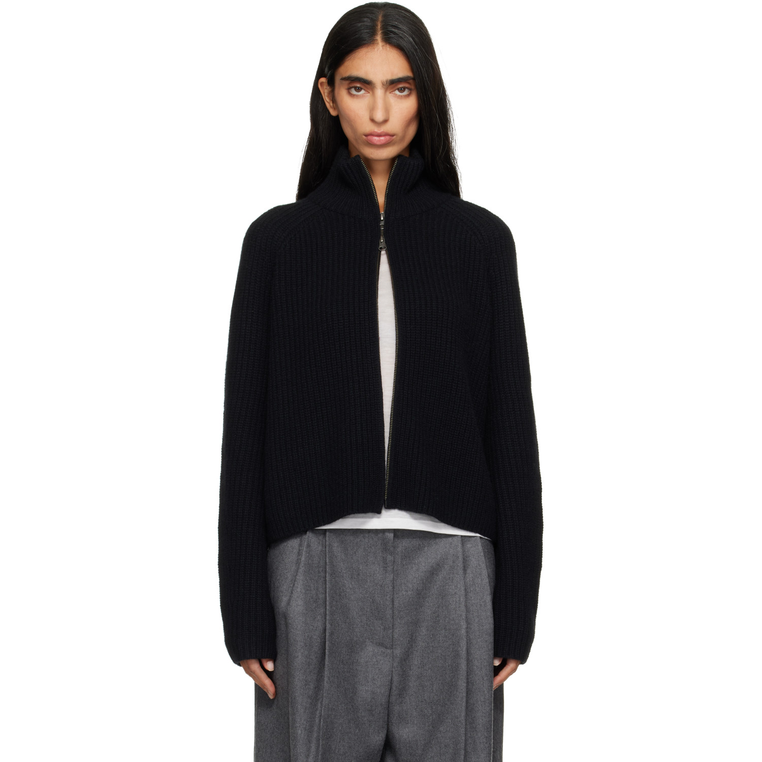 LISA YANG Black Sadie Zip Sweater
