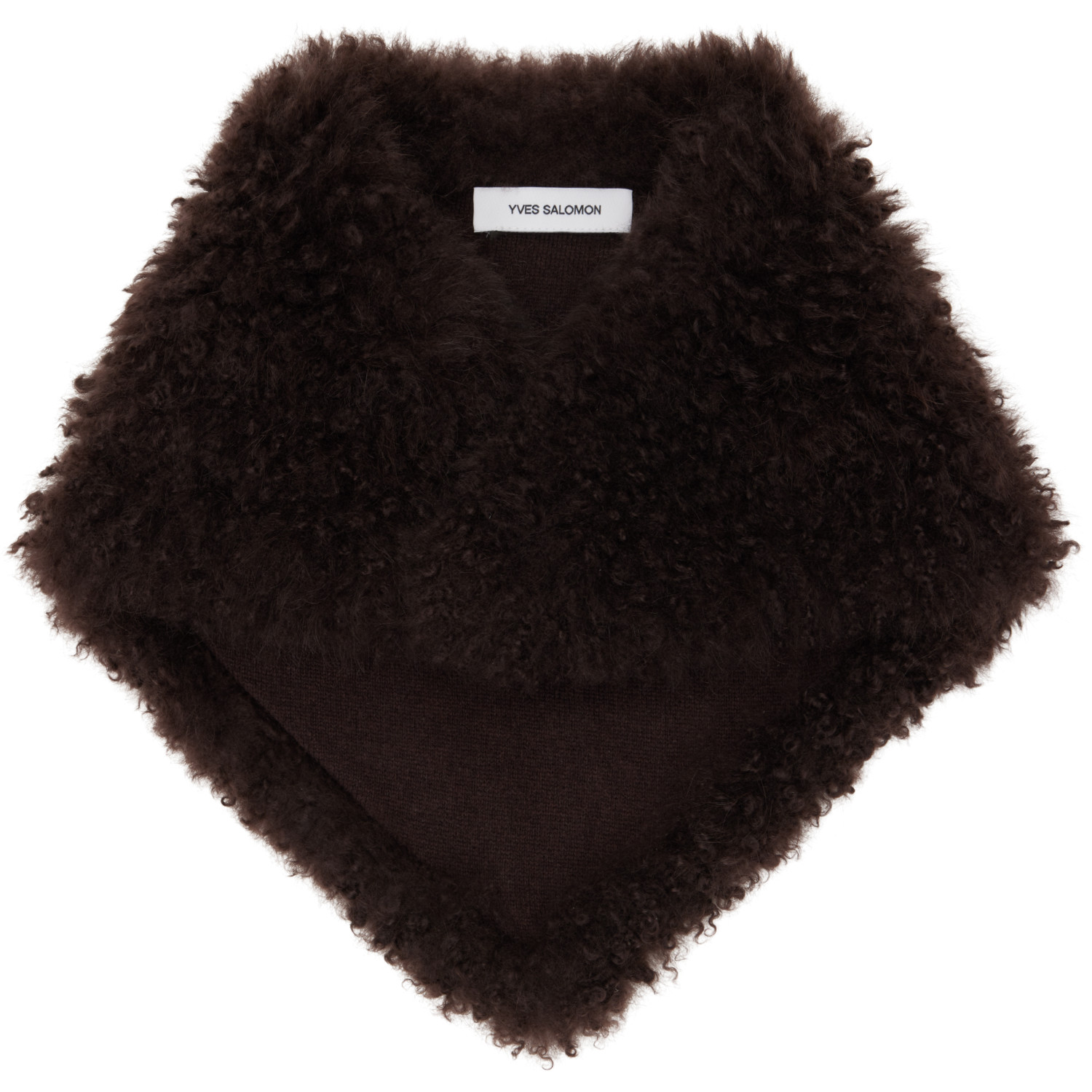 Yves Salomon Brown Lambskin Bandana Scarf