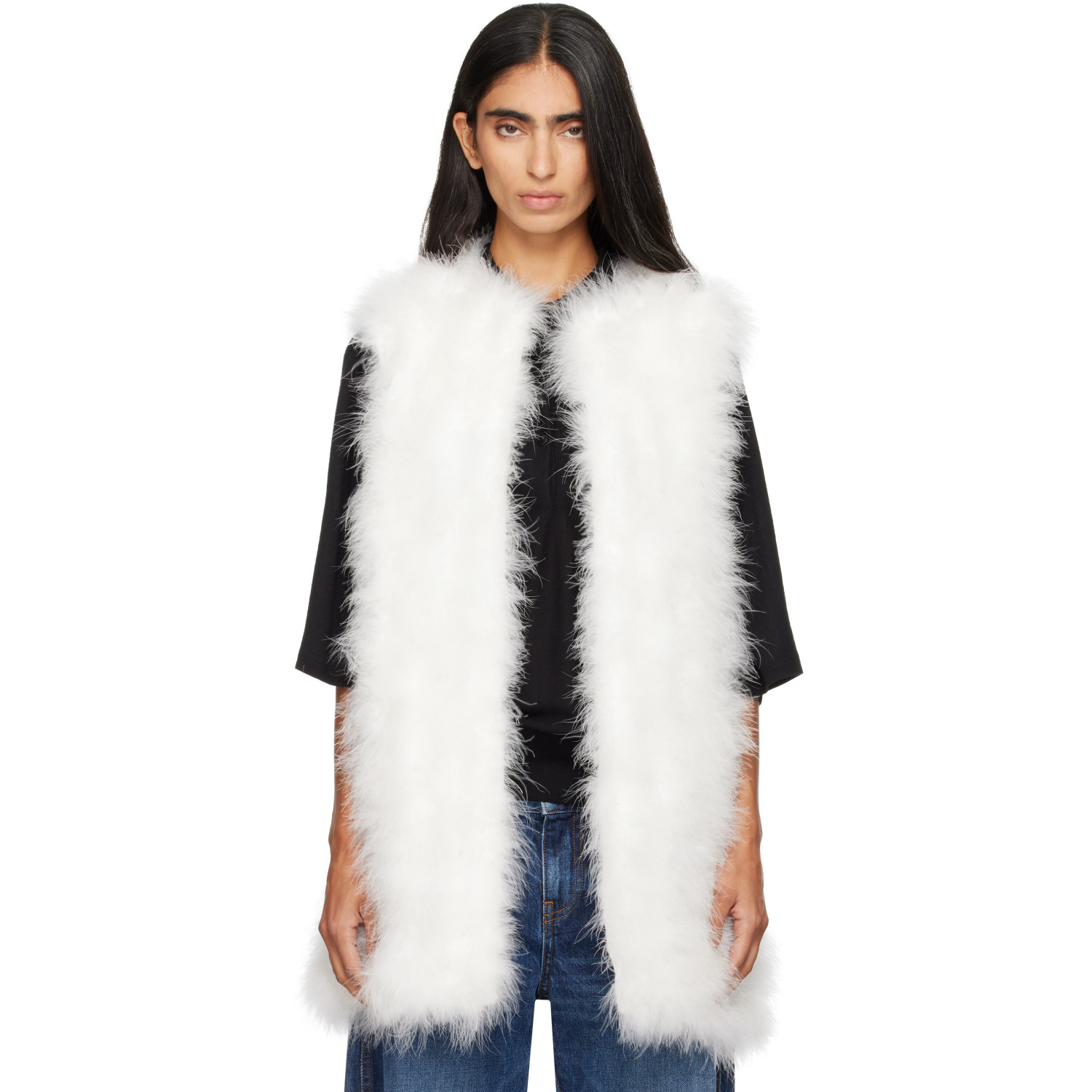 Yves Salomon Off-White Turkey Feather Vest
