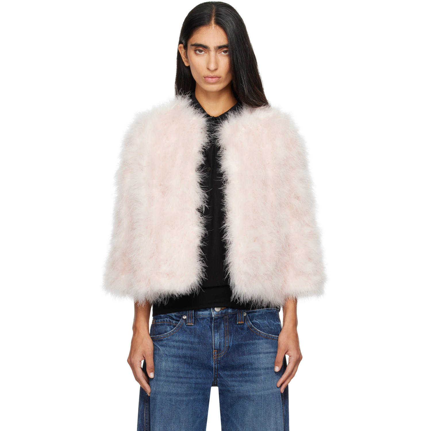 Yves Salomon Pink Turkey Feather Jacket