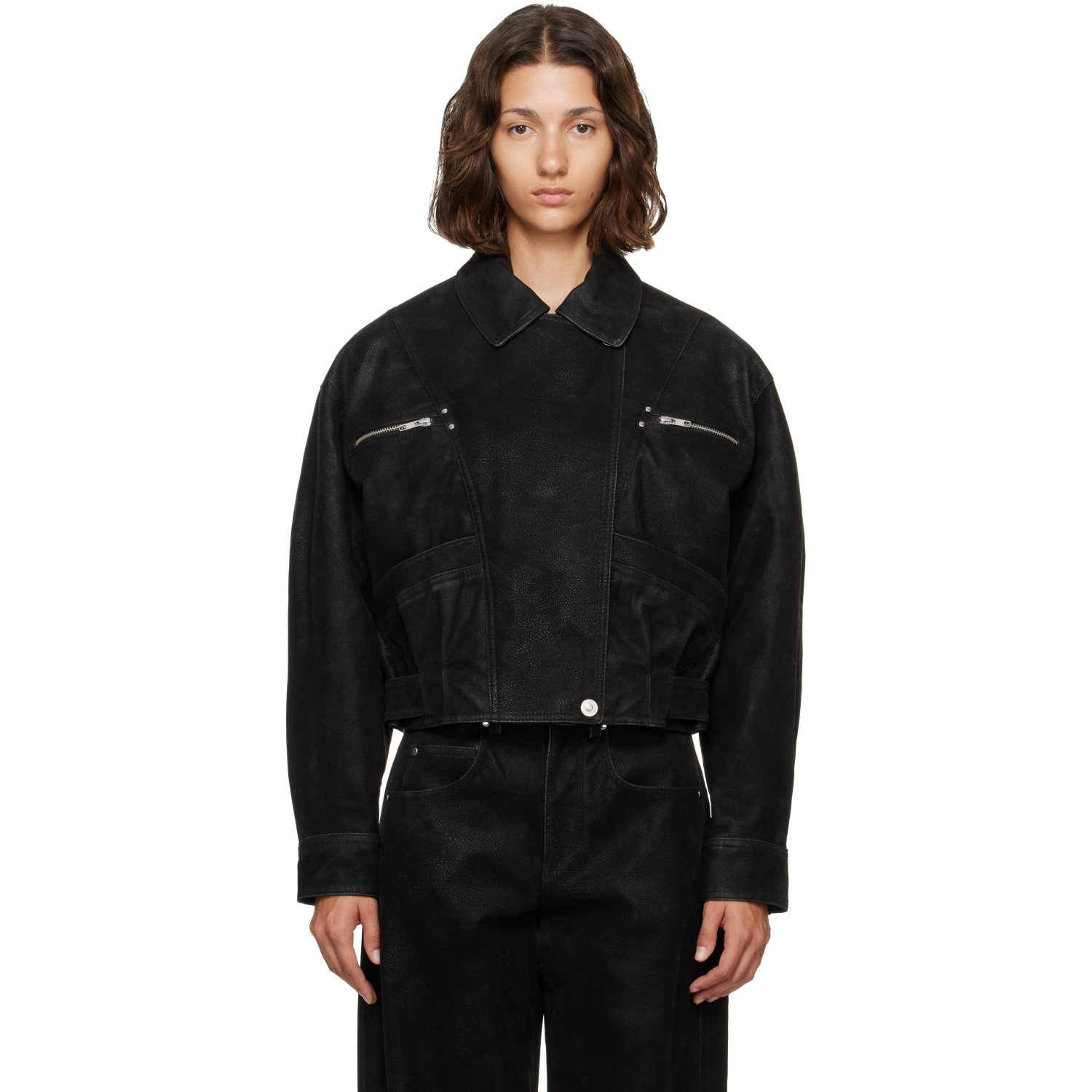 Isabel Marant Etoile Black Belma Faux-Suede Jacket