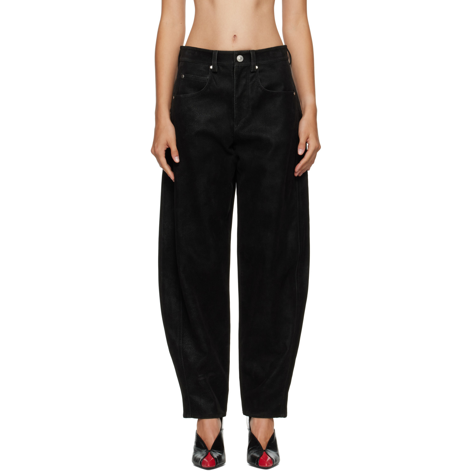 Isabel Marant Etoile Black Belky Faux-Suede Pants