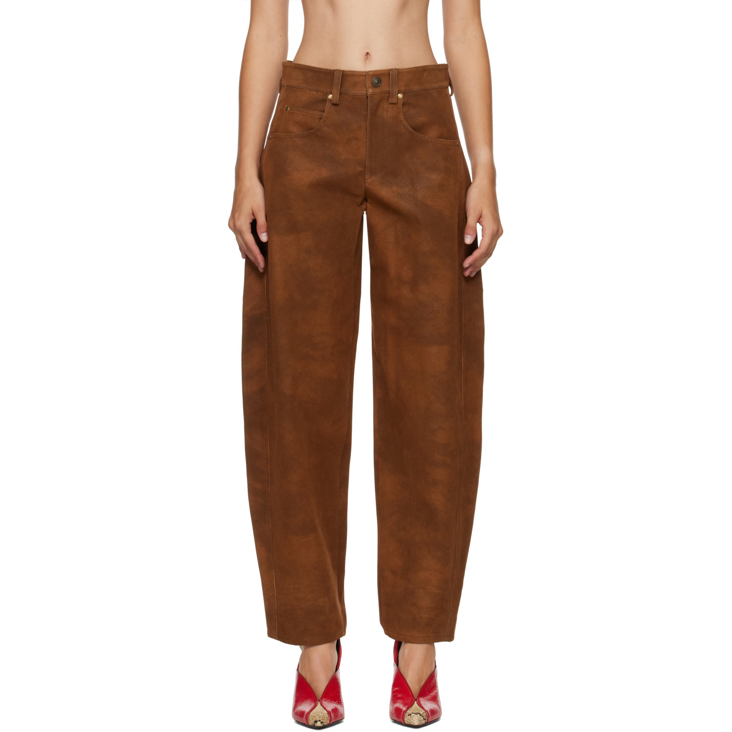 Isabel Marant Etoile Brown Belky Faux-Suede Pants