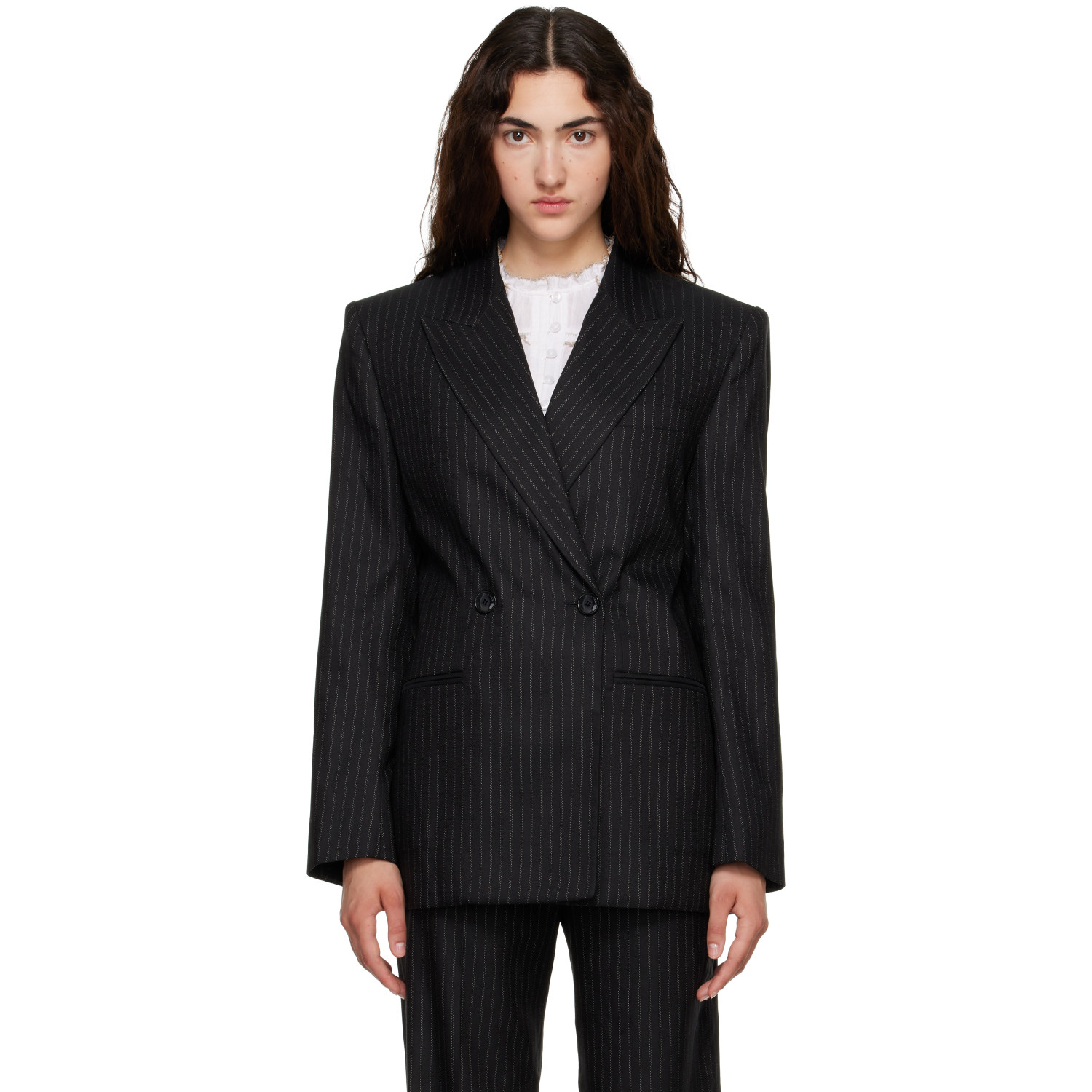 Isabel Marant Black Ranya Stripe Wool Blazer