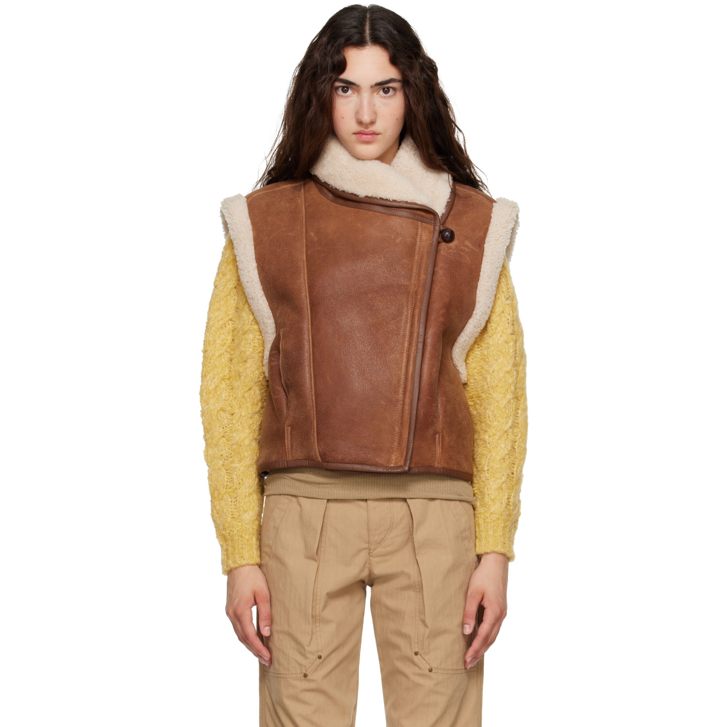 Isabel Marant Brown Alime Shearling Vest
