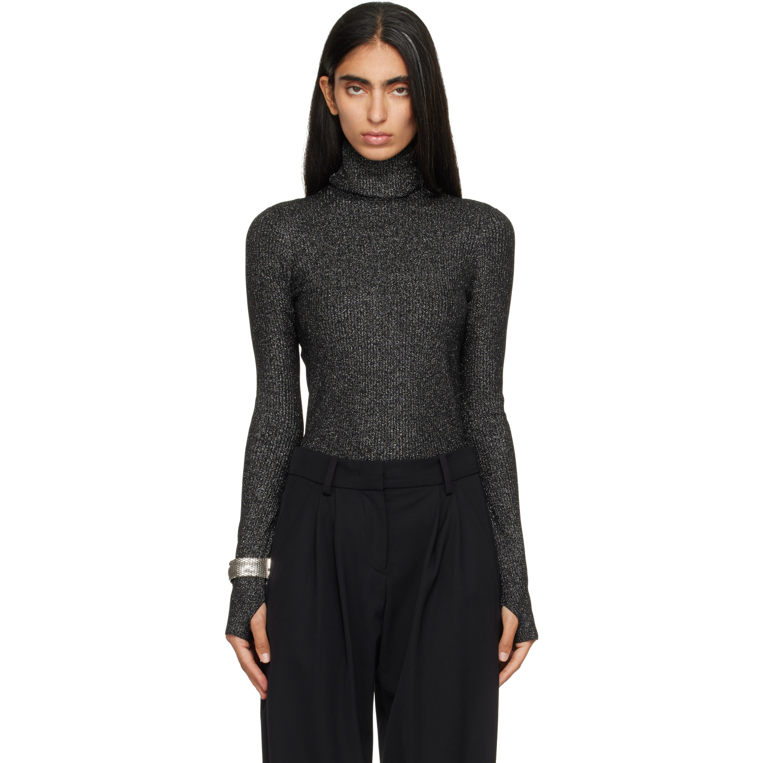 Isabel Marant Black Hazfa Lurex Turtleneck