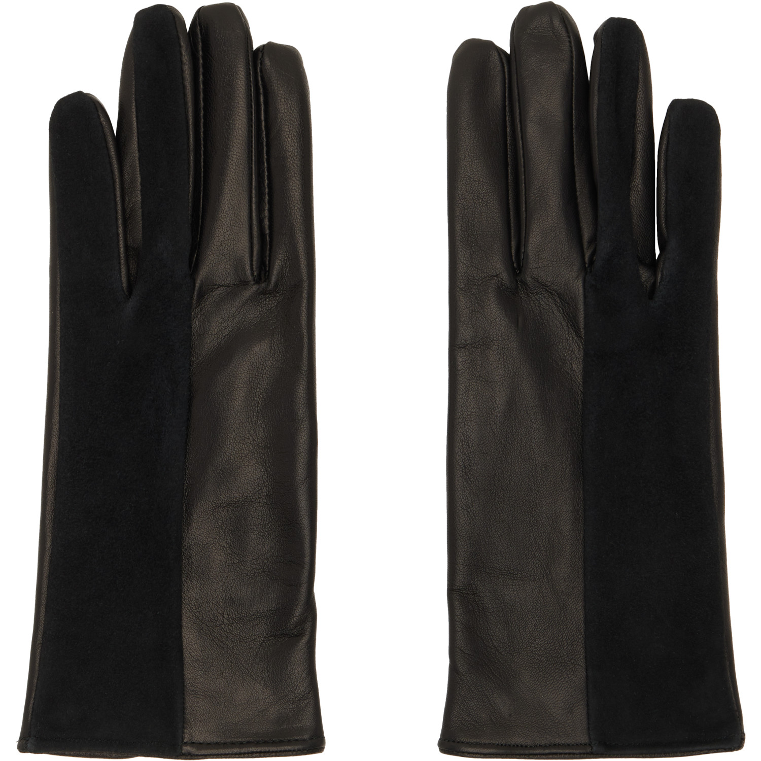 Ernest W Baker Ssense Exclusive Black Half Suede & Leather Gloves In Black Suede & Black