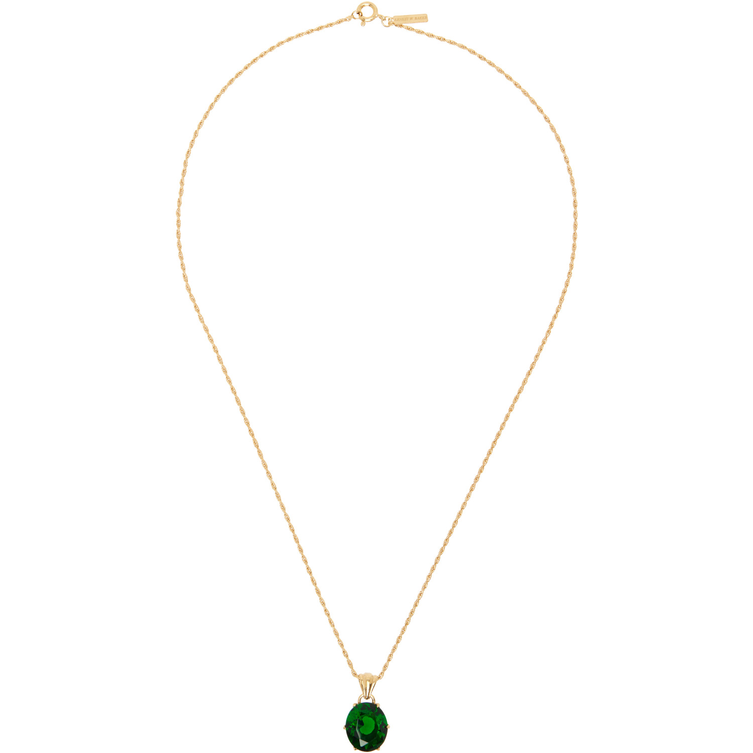 Ernest W Baker Oval Stone ネックレス In Green Stone