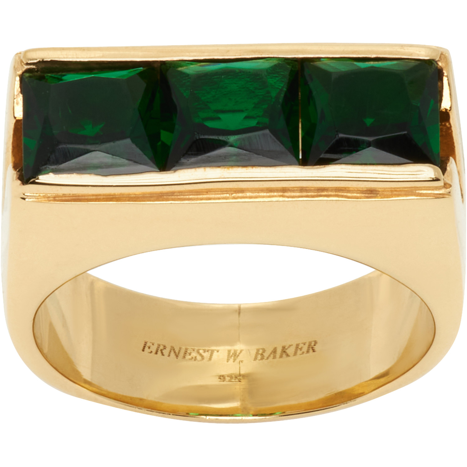 Ernest W Baker Three Stone リング In Green Stone