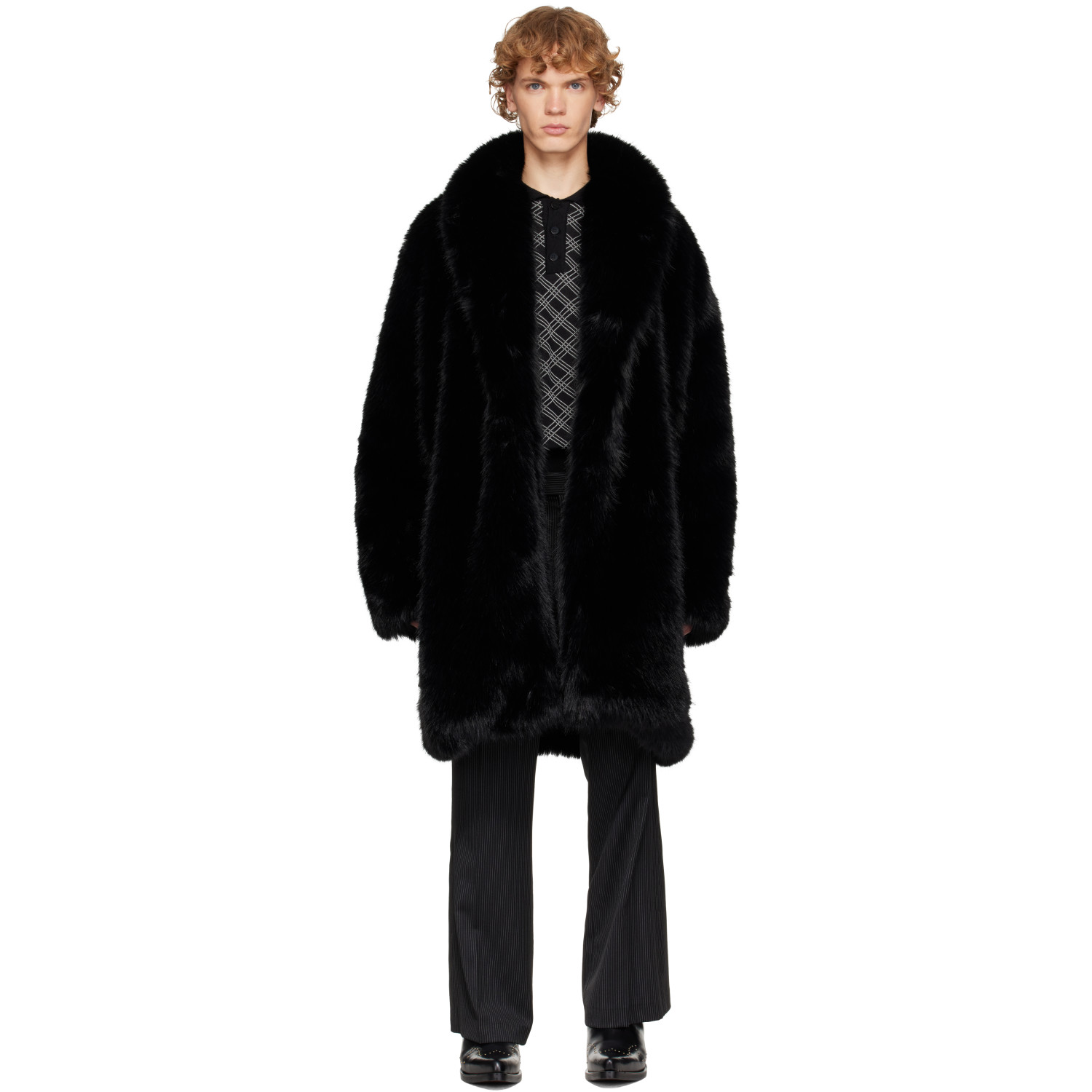 Ernest W. Baker Black Faux-Fur Coat