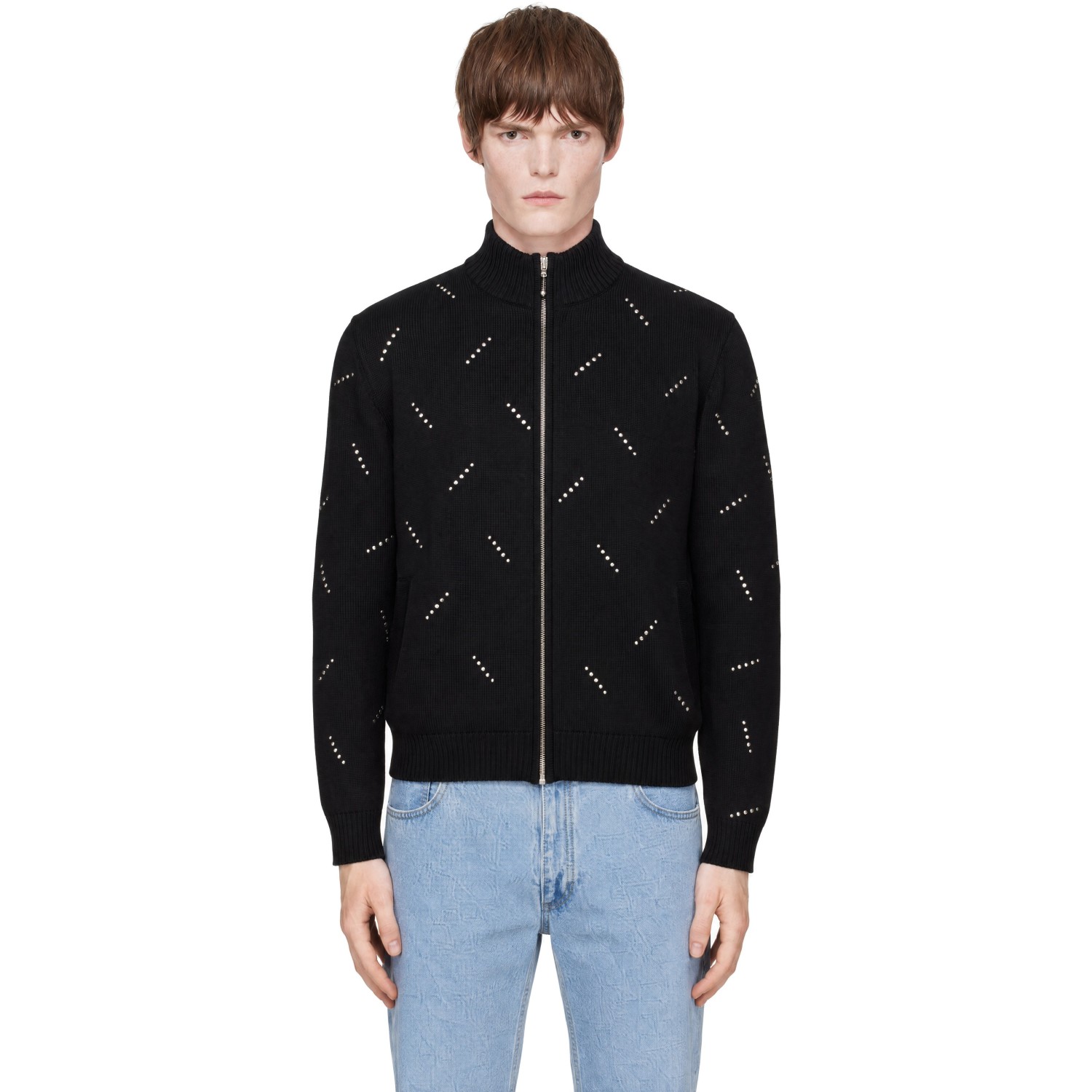 Ernest W. Baker Black Swarovski Embellished Knit Track Jacket