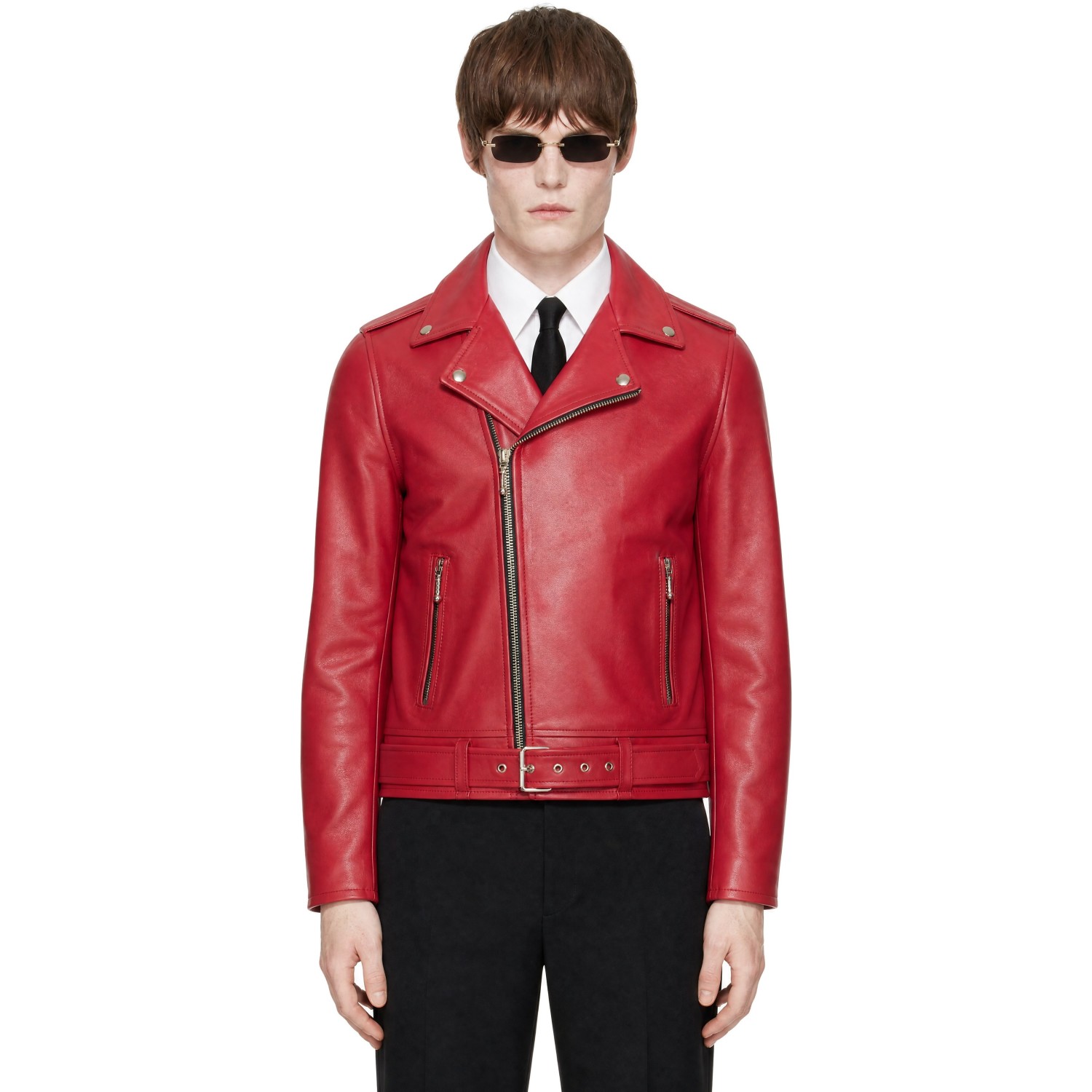 Ernest W. Baker Red Perfecto Leather Jacket