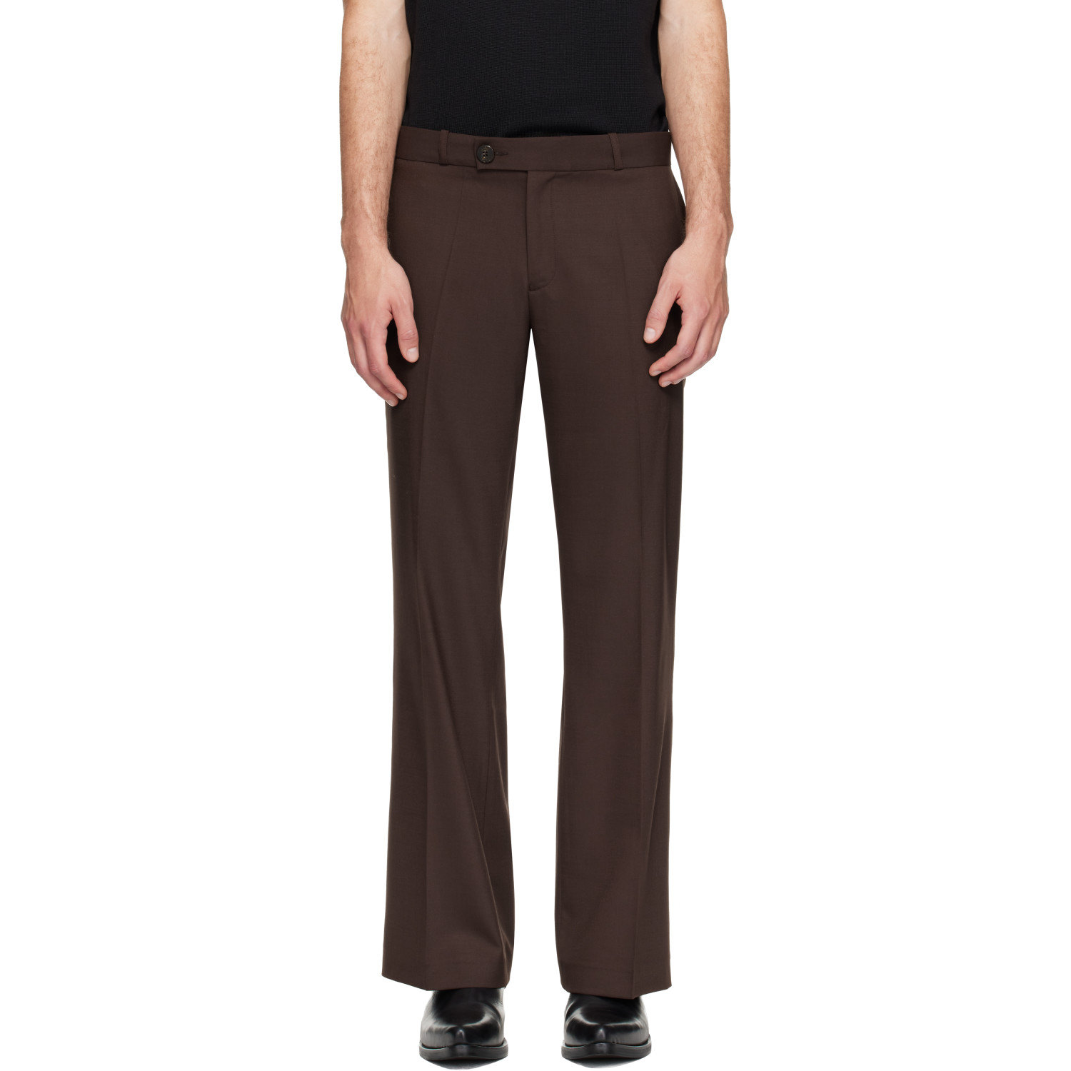 Ernest W. Baker Brown Loose Fit Flare Trousers