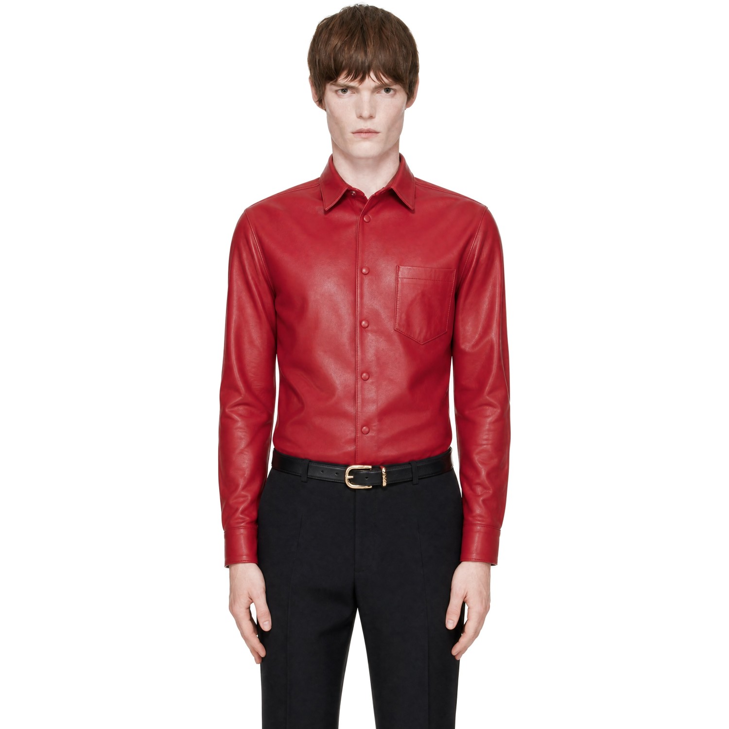 Ernest W. Baker SSENSE Exclusive Red Leather Classic Shirt