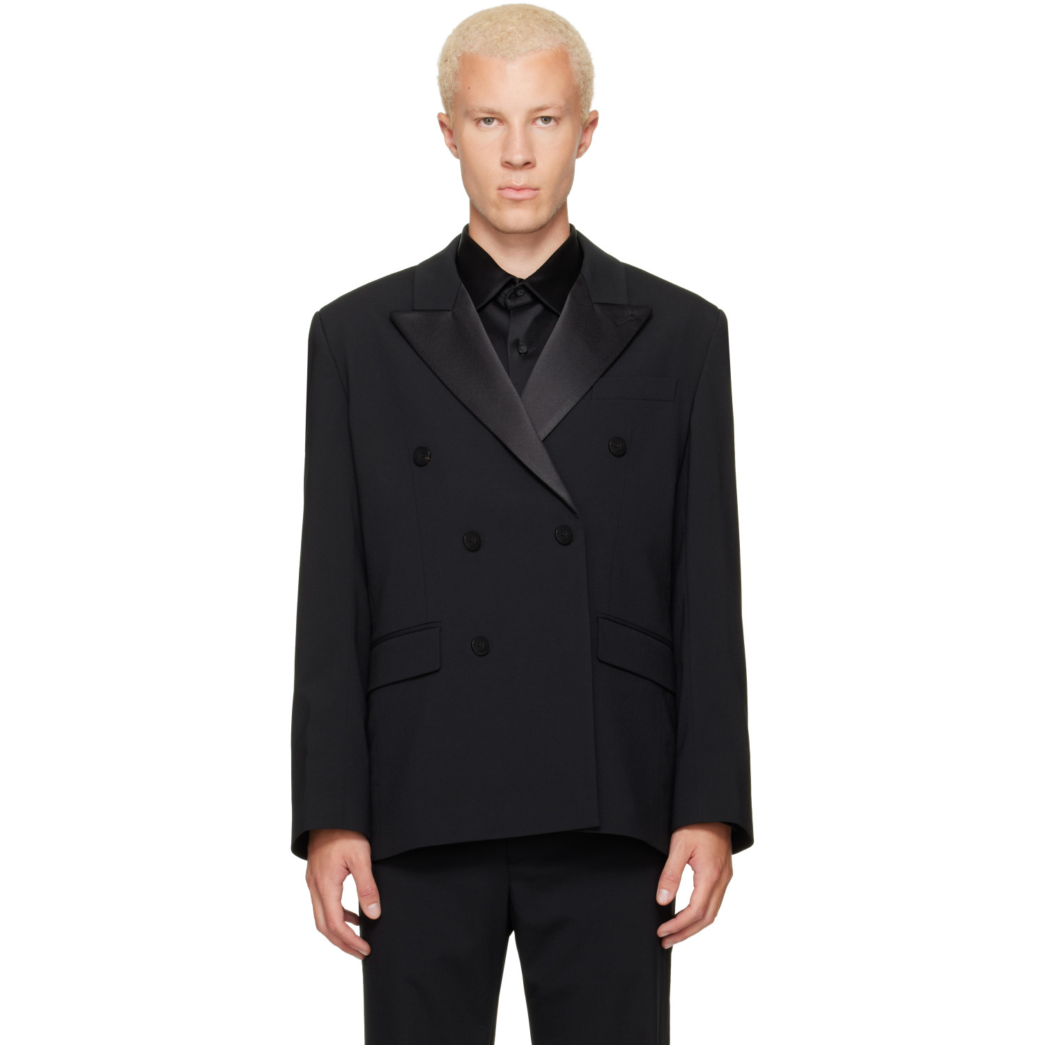 Ernest W. Baker Black Six Button Double Breasted Blazer