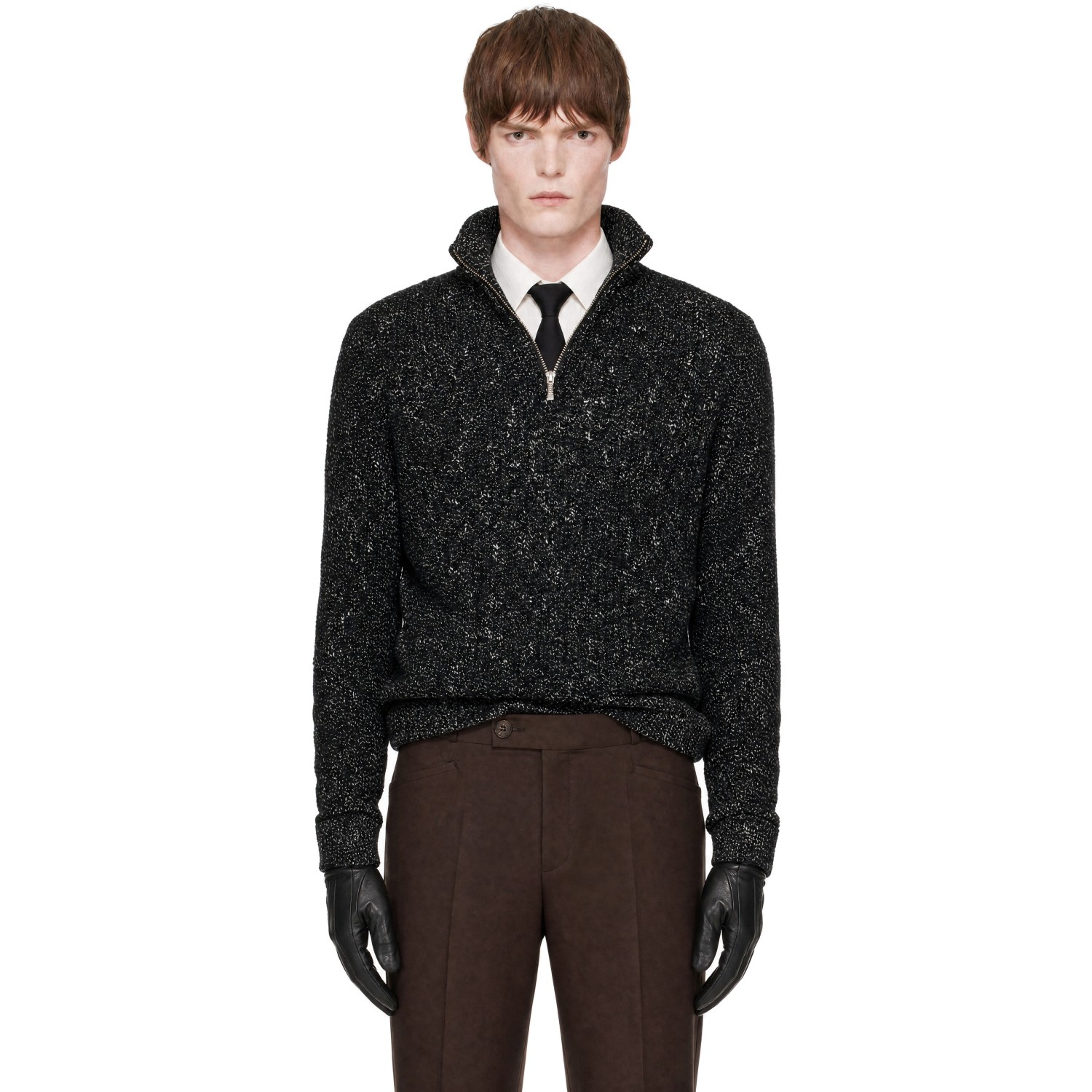 Ernest W Baker Black & Off-white Half-zip Sweater