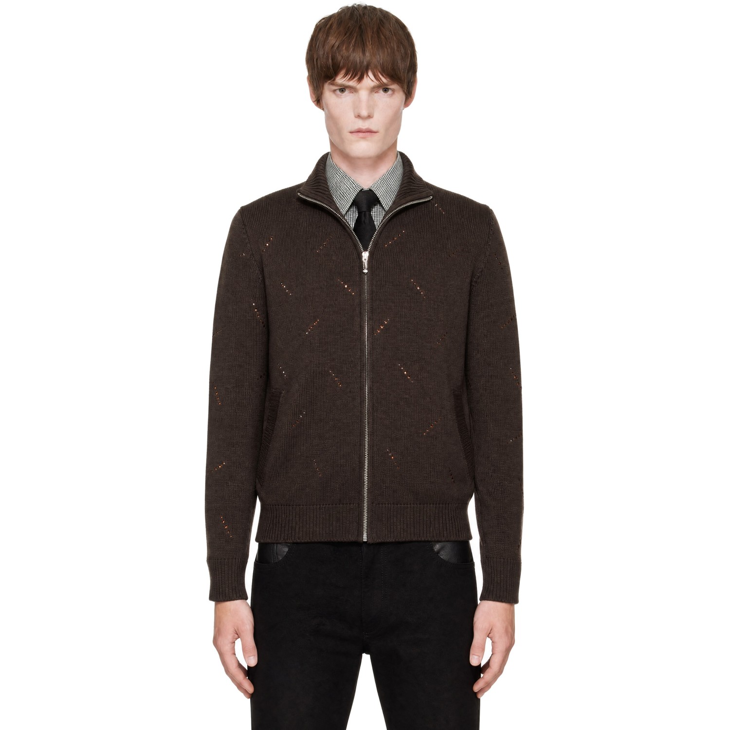 Ernest W. Baker SSENSE Exclusive Brown Crystal Embellished Track Jacket