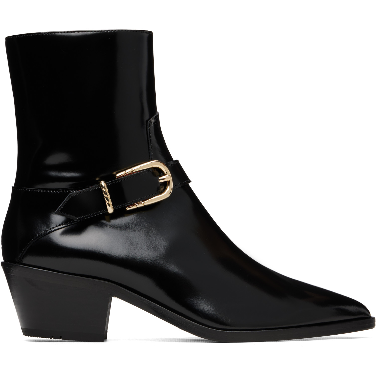 Ernest W Baker ブラック Gold Buckle ウエスタンブーツ In Black Leather