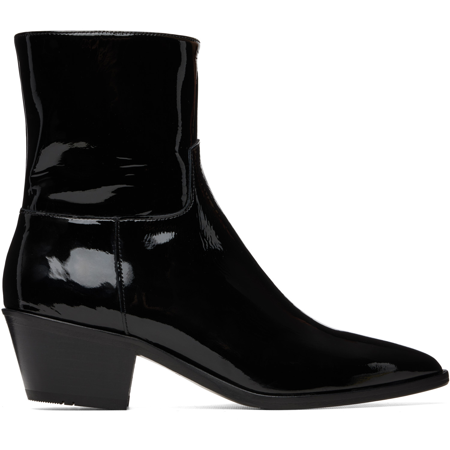 Ernest W Baker ブラック Sharp Toe ウエスタンブーツ In Black Patent Leather