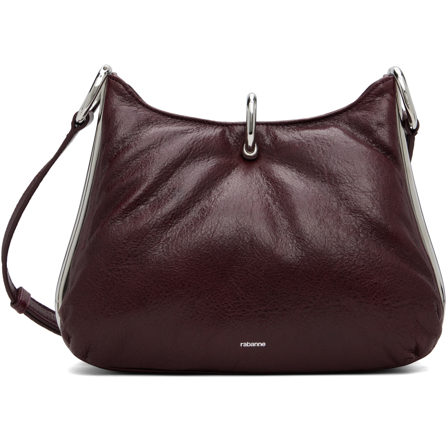 Rabanne Burgundy Small Ring Leather Bag