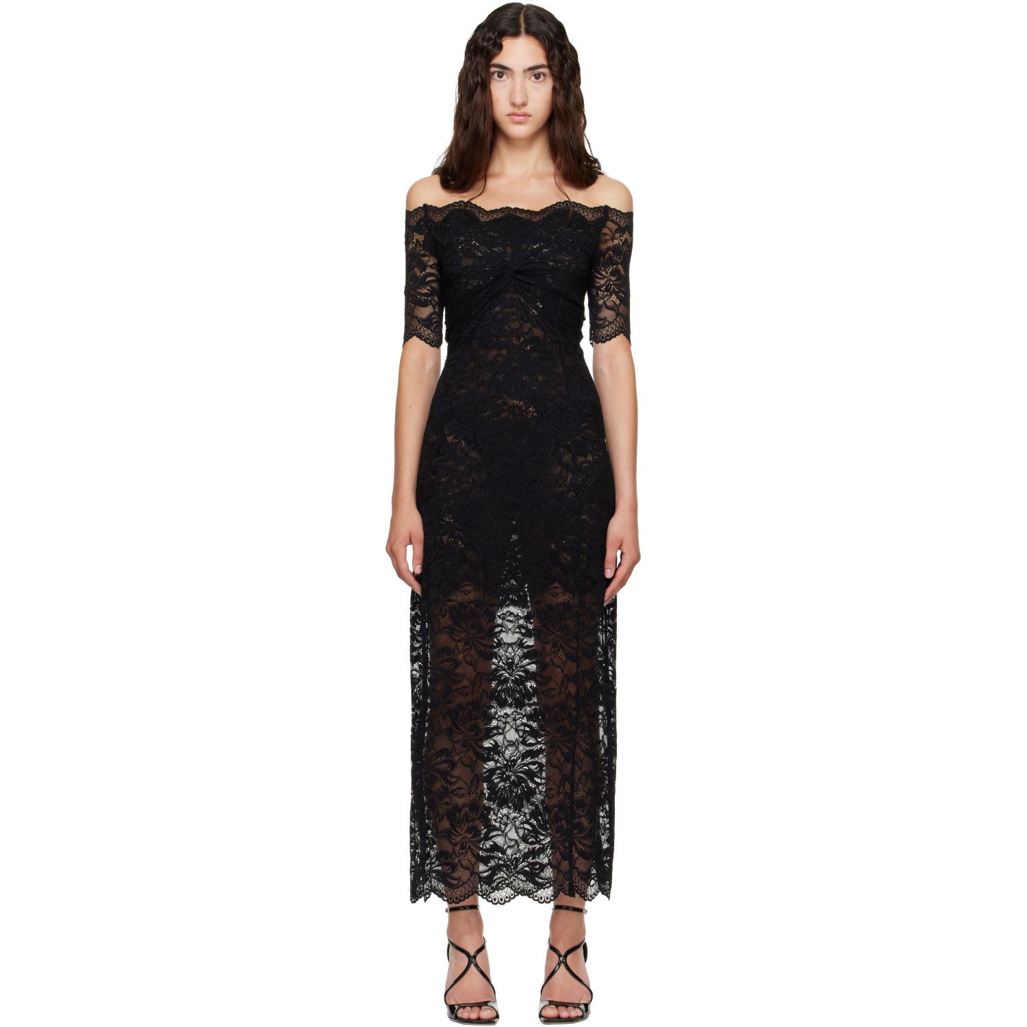 Rabanne Purple Layered Lace Midi Dress