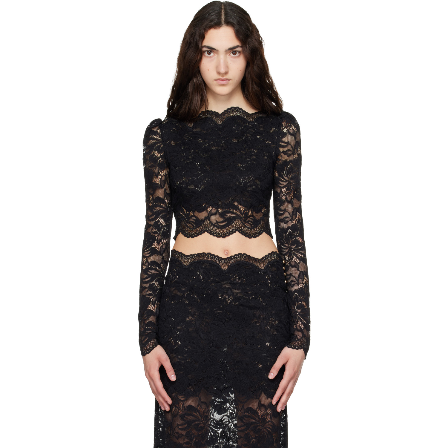 Rabanne Black Lace Crop Top
