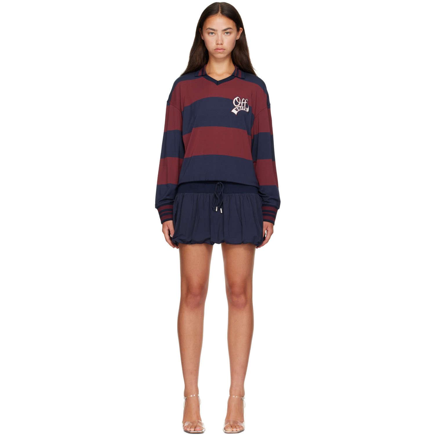 Off-White Navy Striped Interlock Polo Minidress