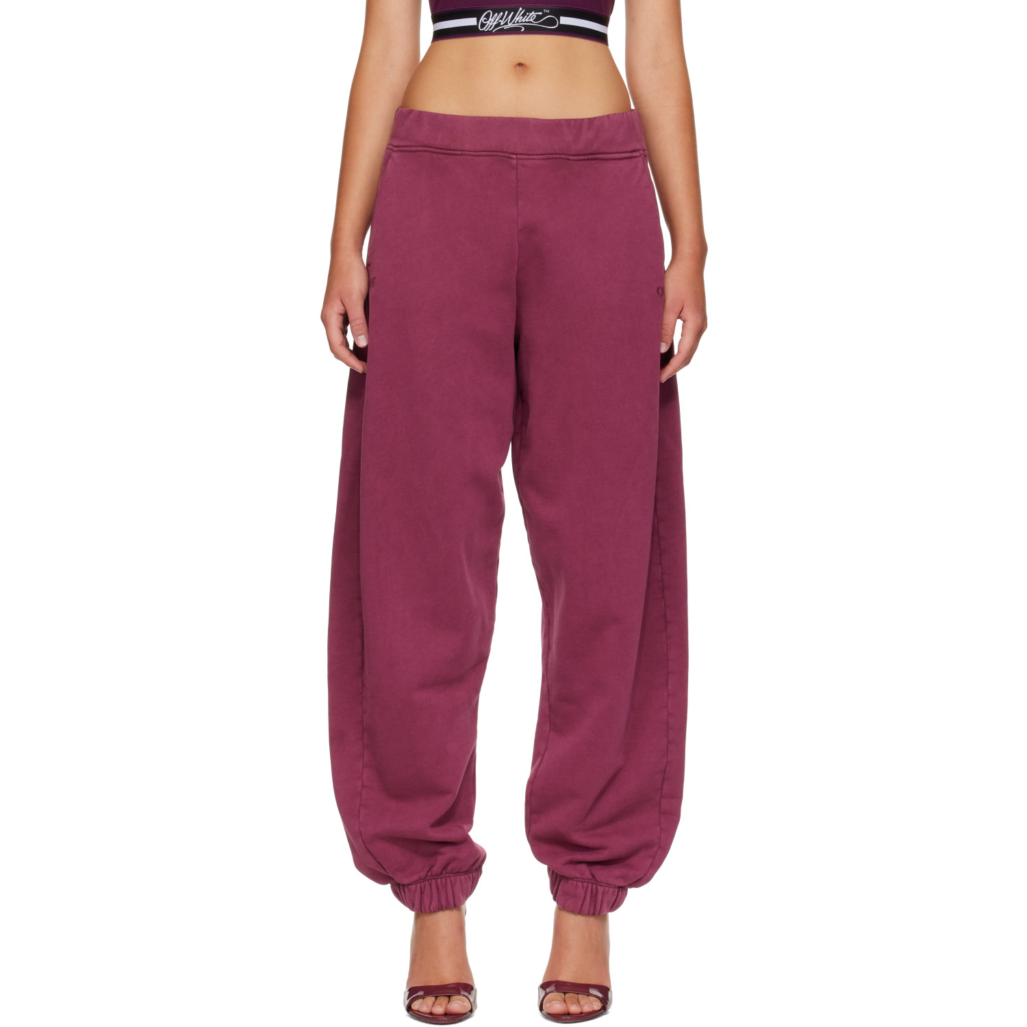Off-White Burgundy 'Off' Stamp Balloon Sweatpants