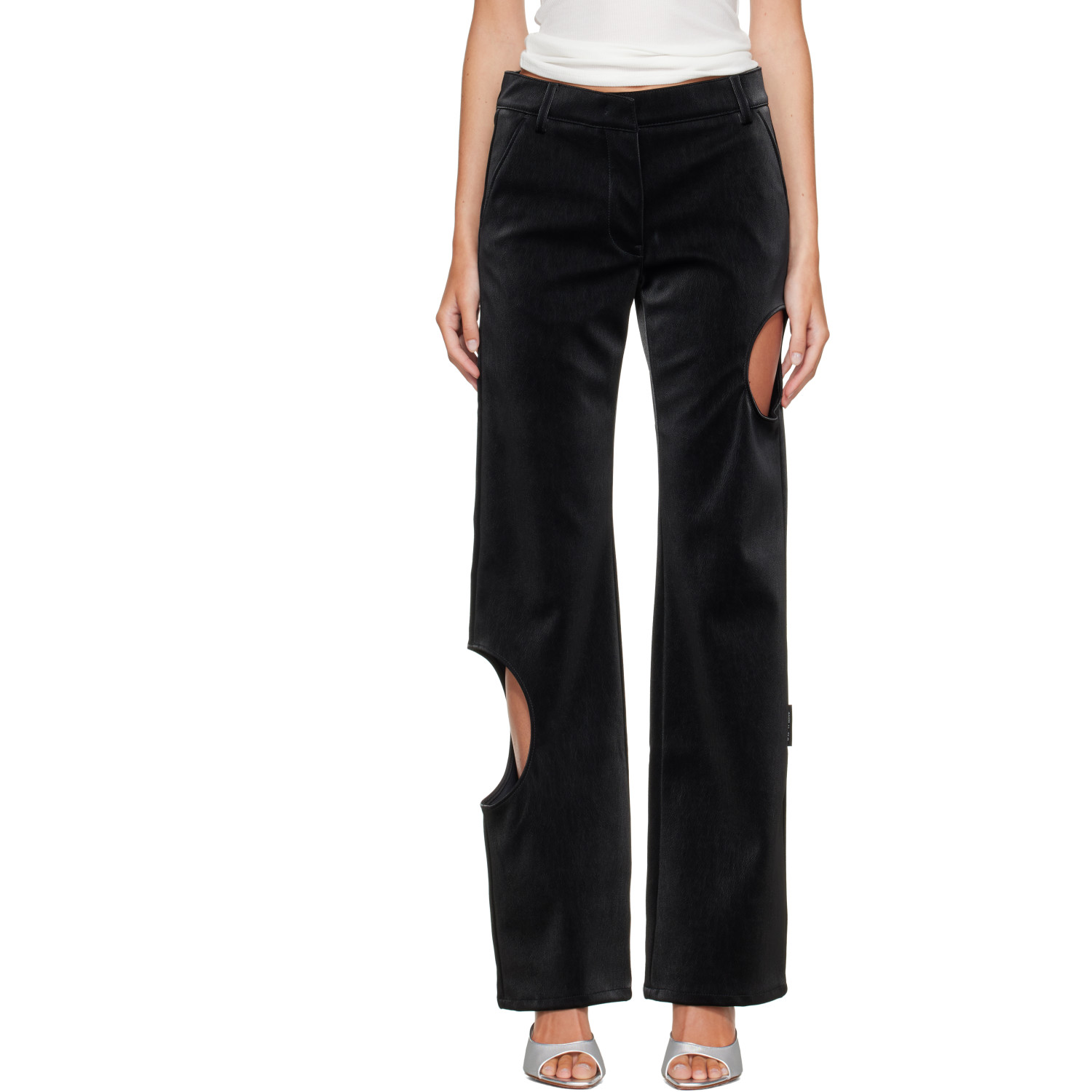 Off-White Black Velvet Coated Meteor Faux-Leather Pants