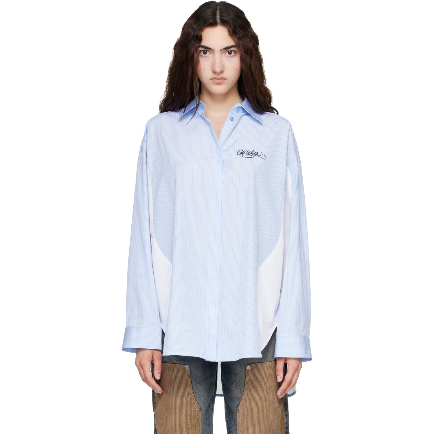 Off-White Blue & White Mix Stripe Pop Lover Shirt