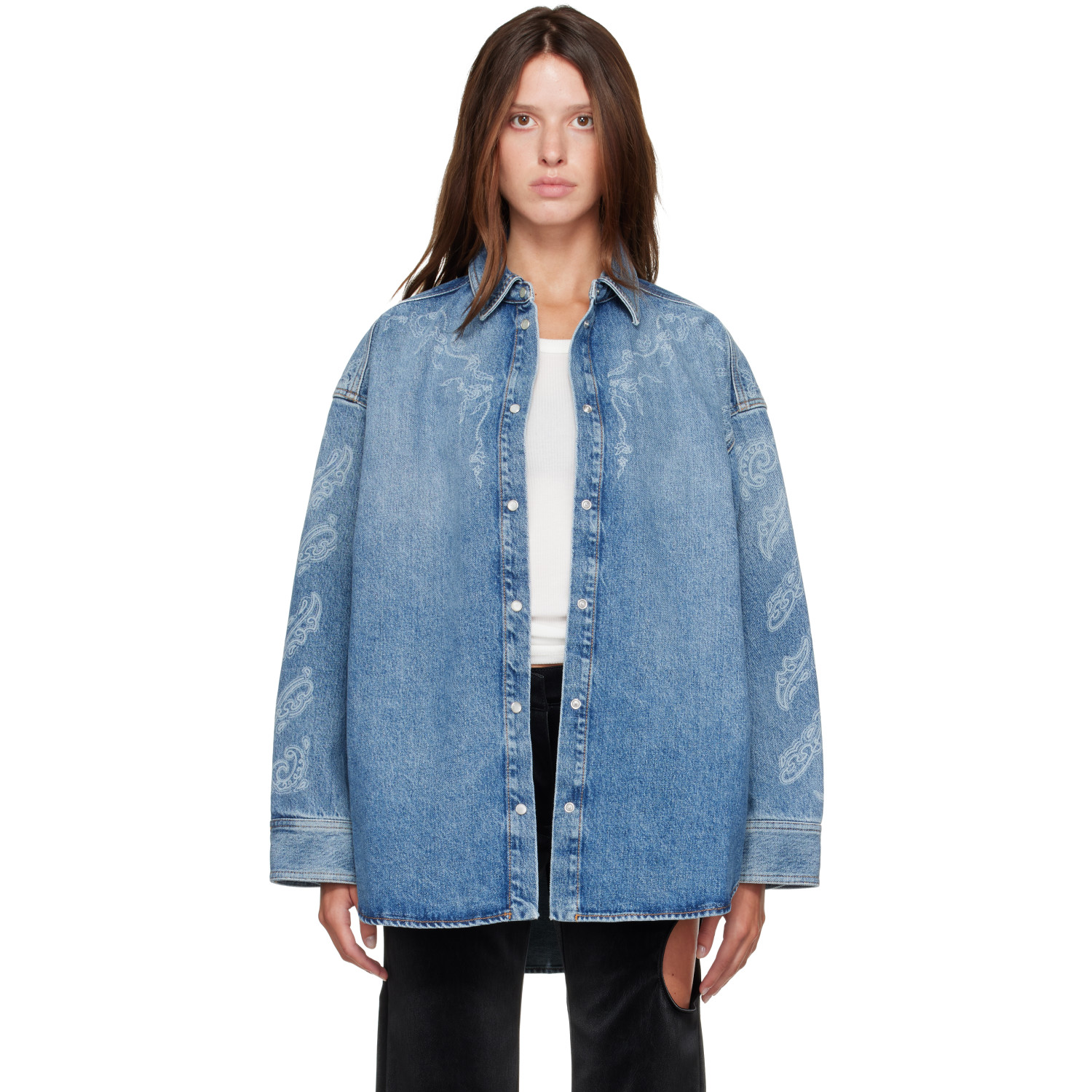 Off-White Blue Paisley Lover Denim Shirt