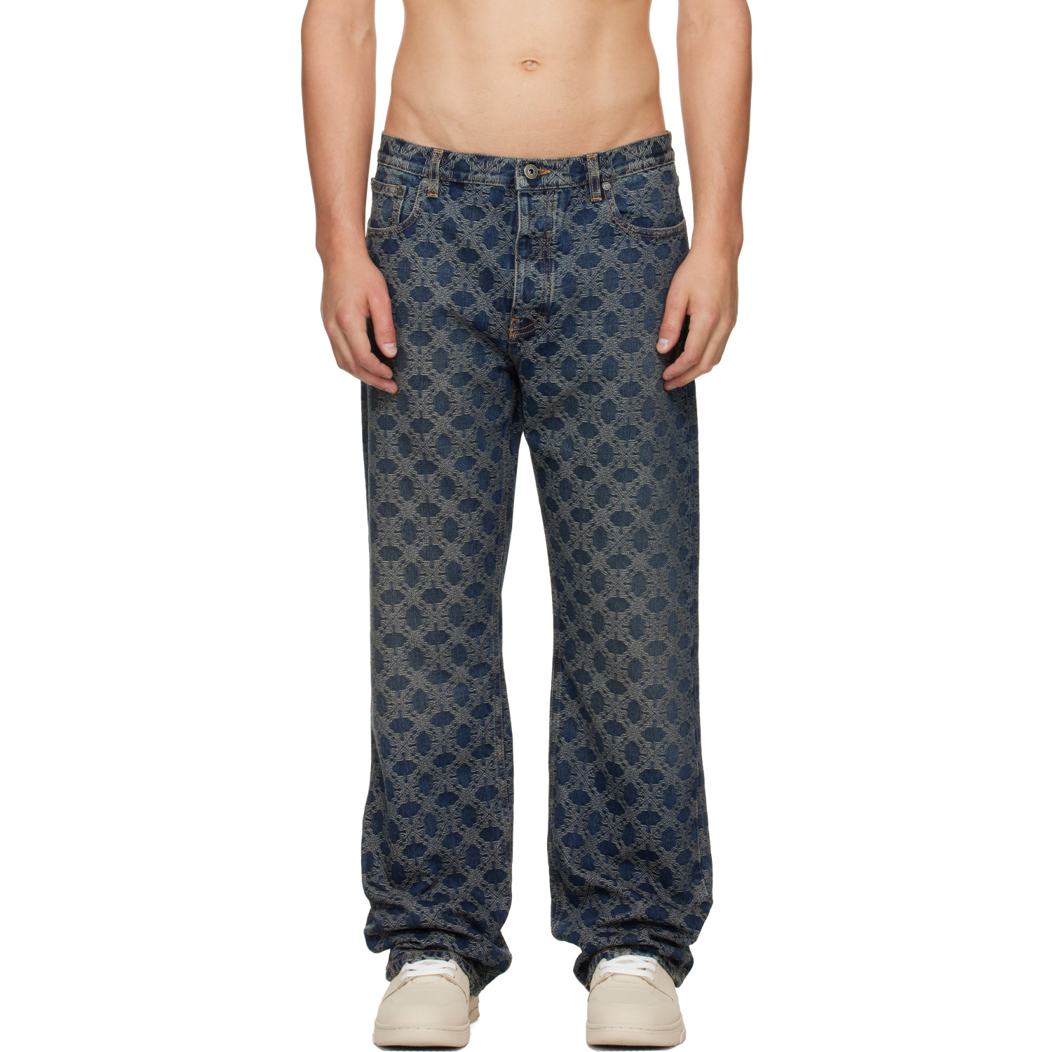 Off-White Blue Arrow Monogram Slim Relax Jeans