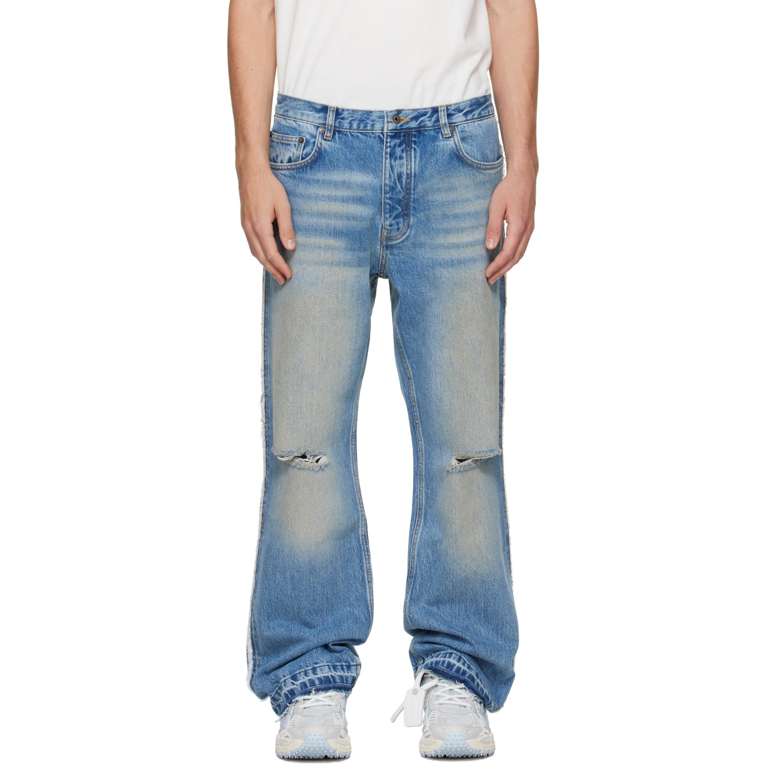 Off-White Blue Half Arrow Ripped Slim Relax Jeans