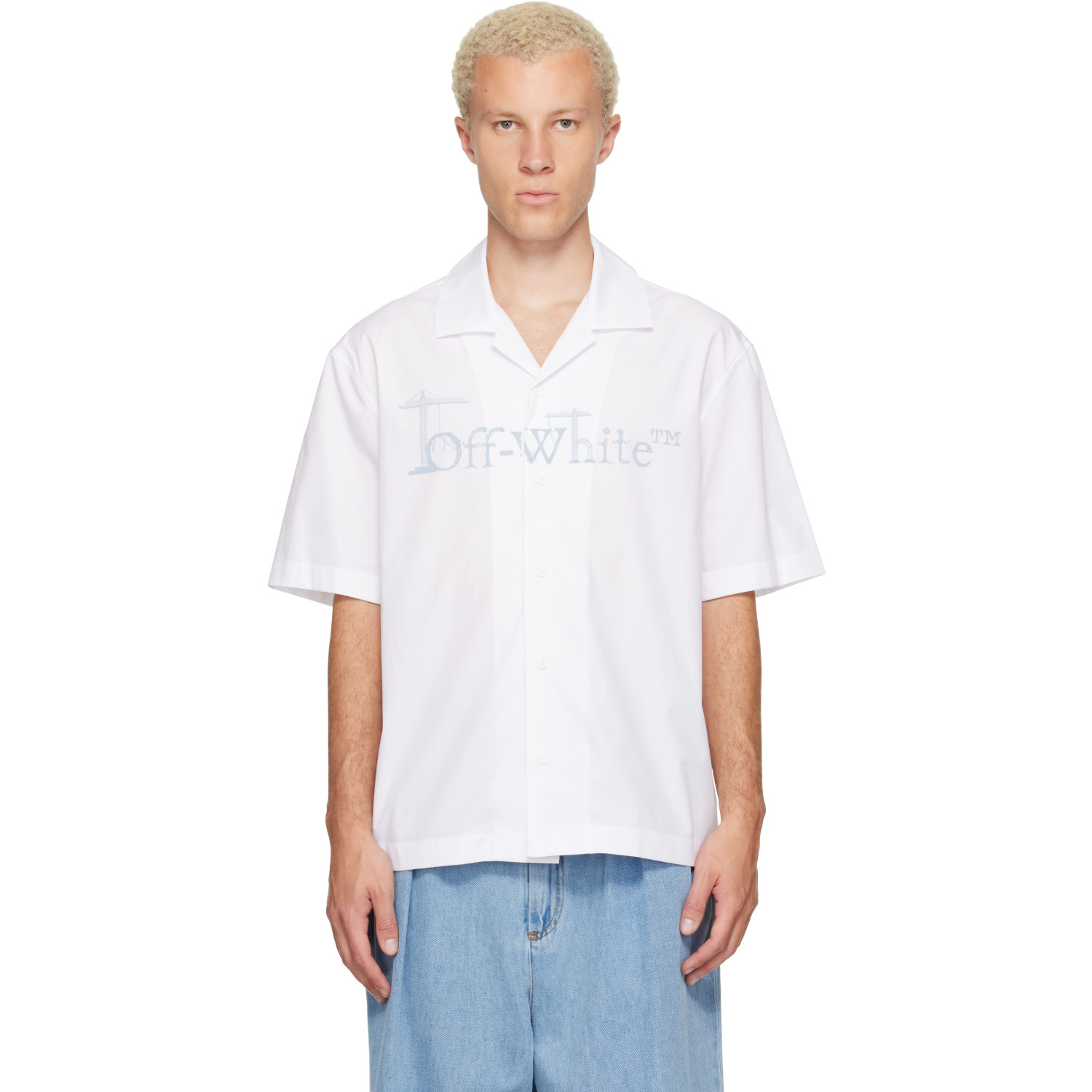 Off-White White City Nature Poplin Bowling Shirt