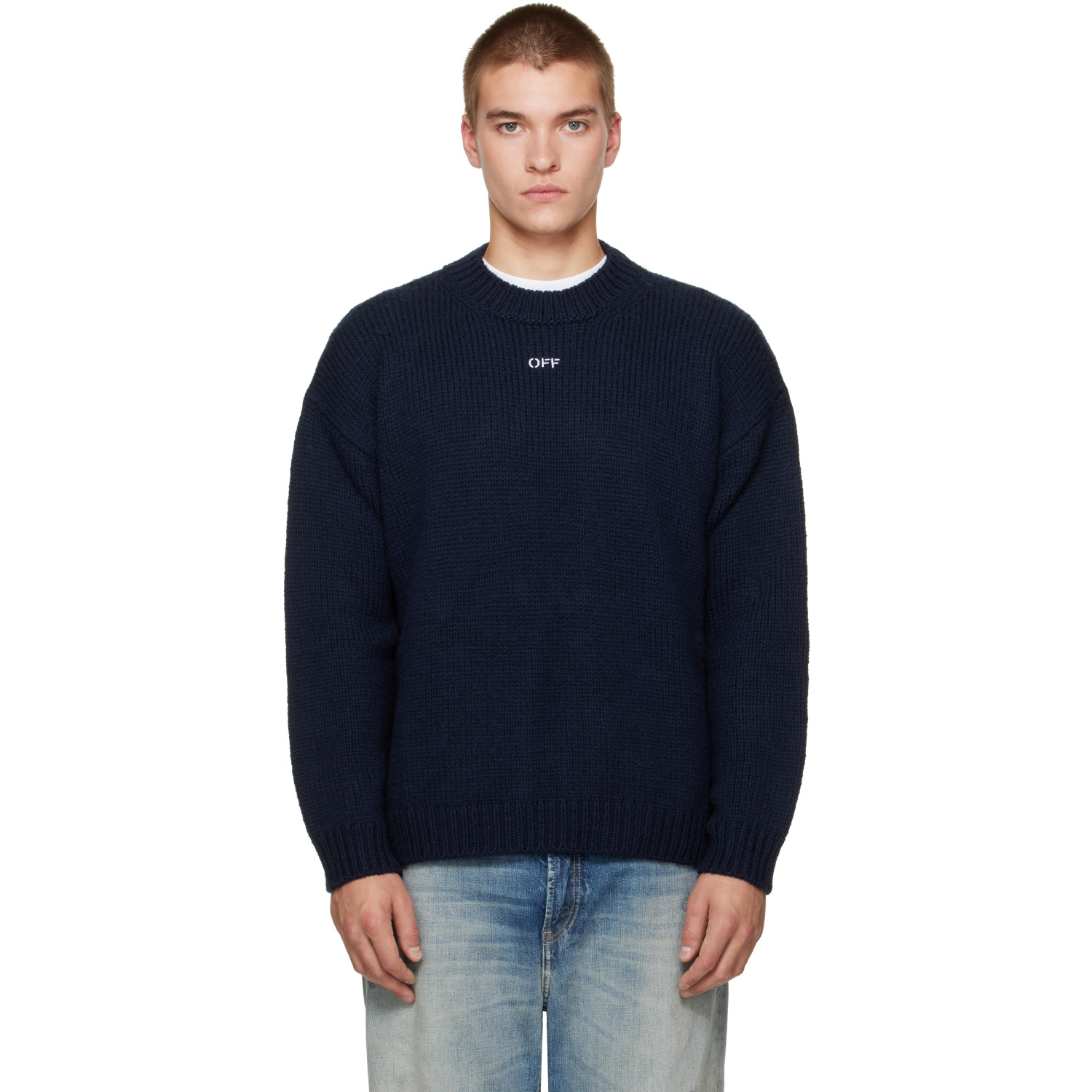 Off-White Navy Maxi Arrow Crewneck Sweater