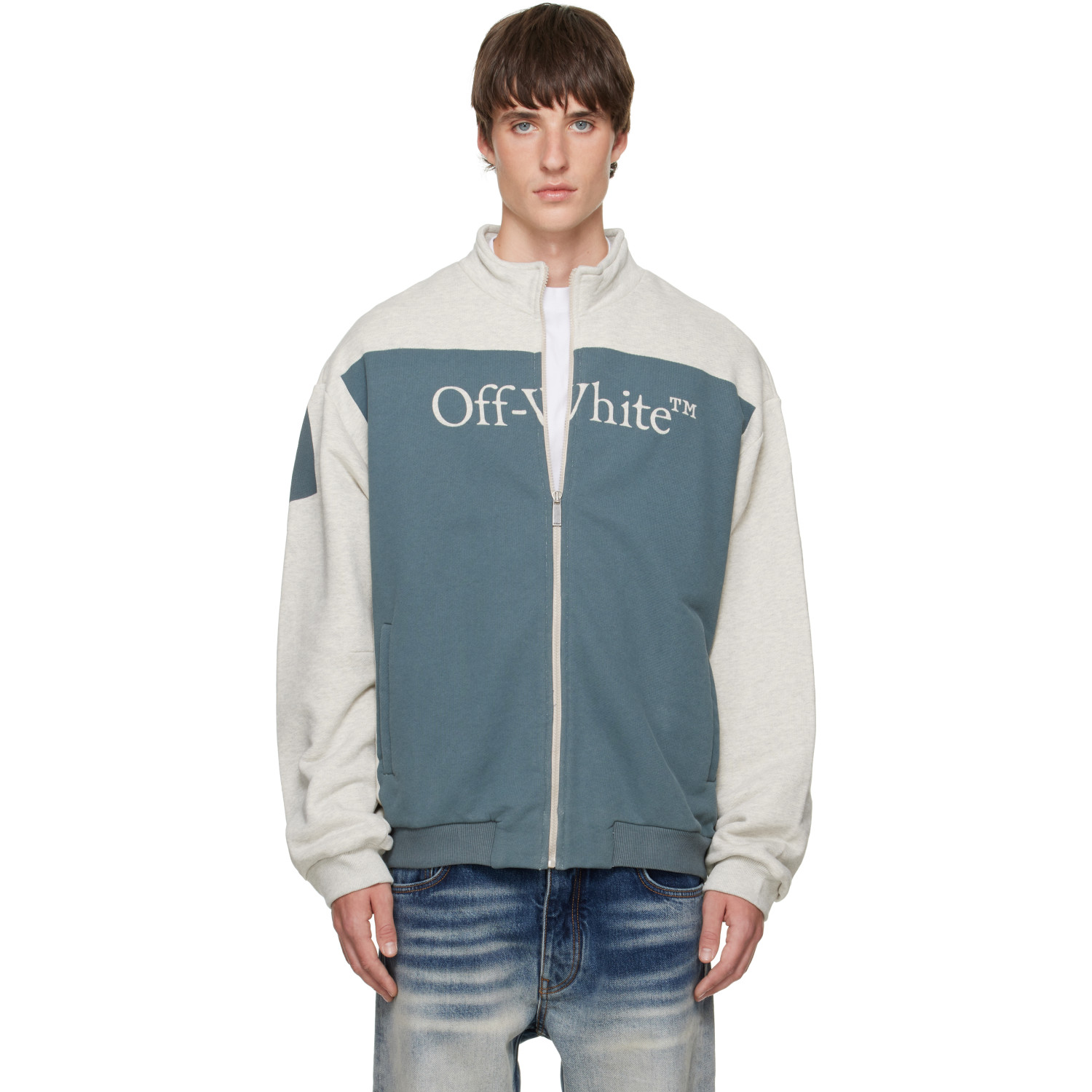 Off-White Gray Negative Big Bookish Relax Track Jacket