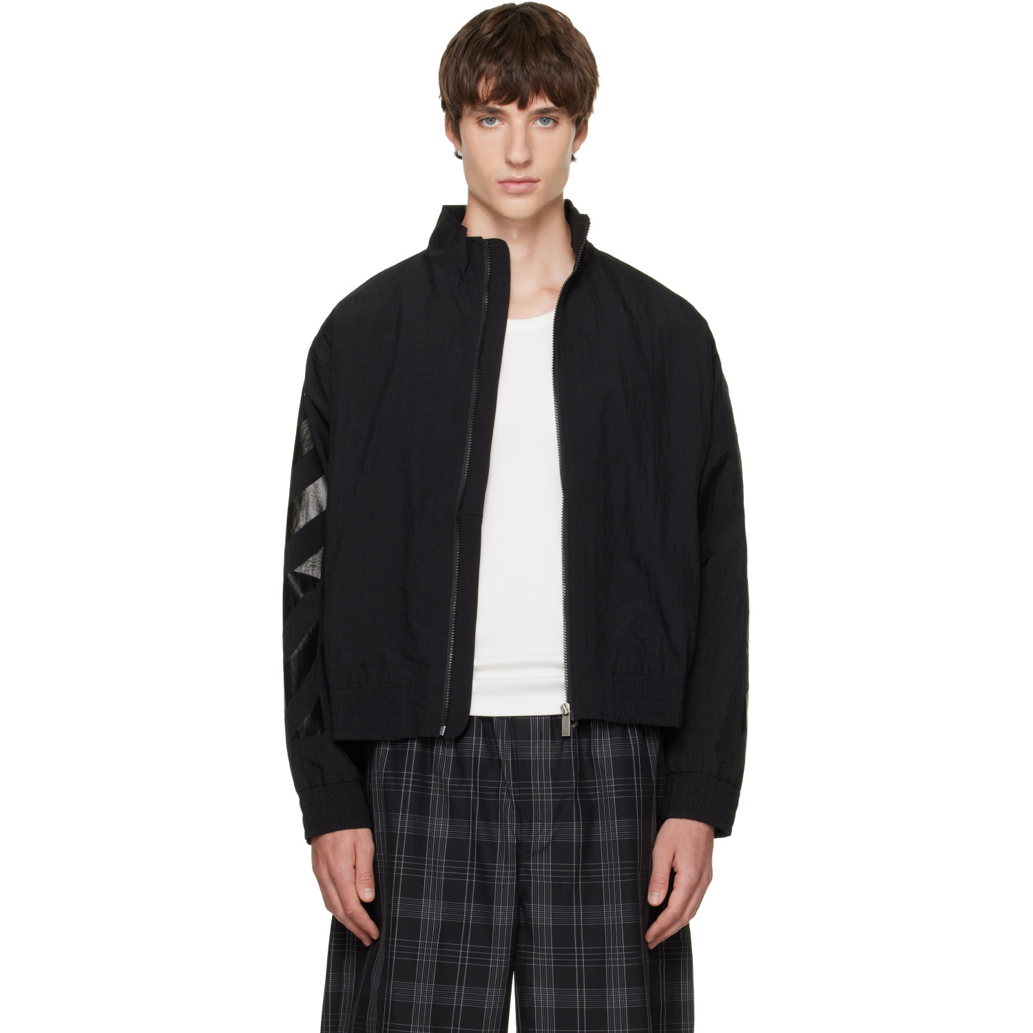 Off-white Black Glossy Arrow Nylon Relax Track Jacket