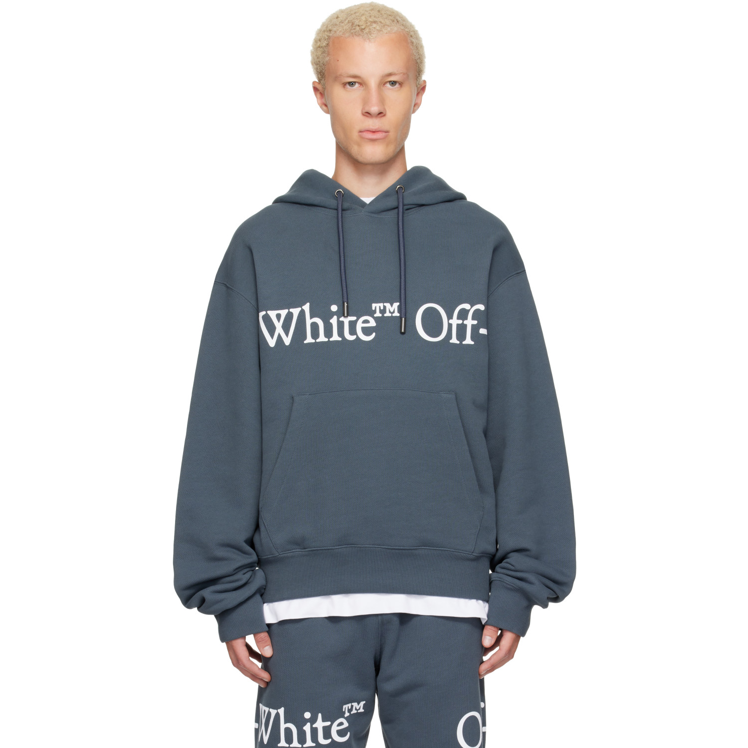 Off-White Gray Bookish Scarf Regular Hoodie