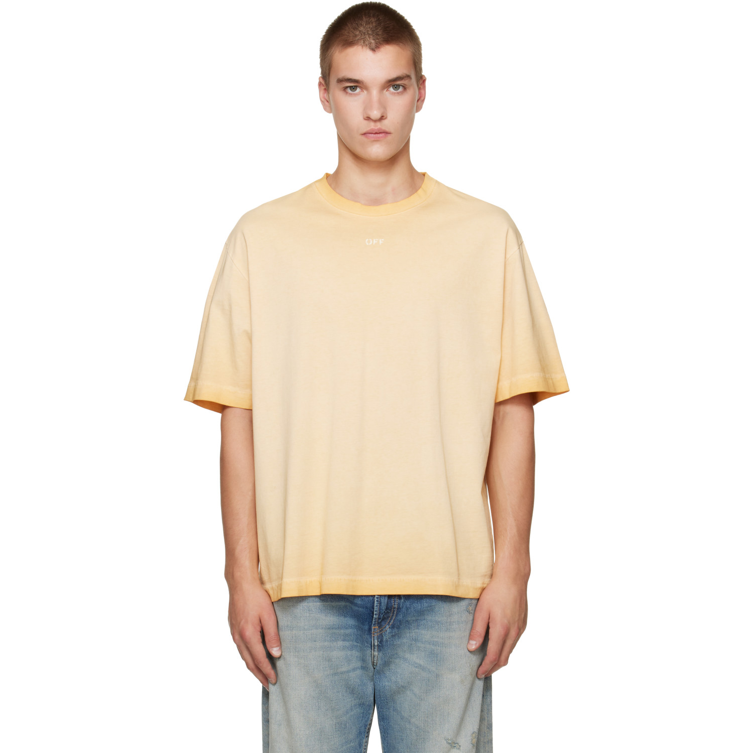 Off-White Yellow Swimming Face Skate S/S T-shirt